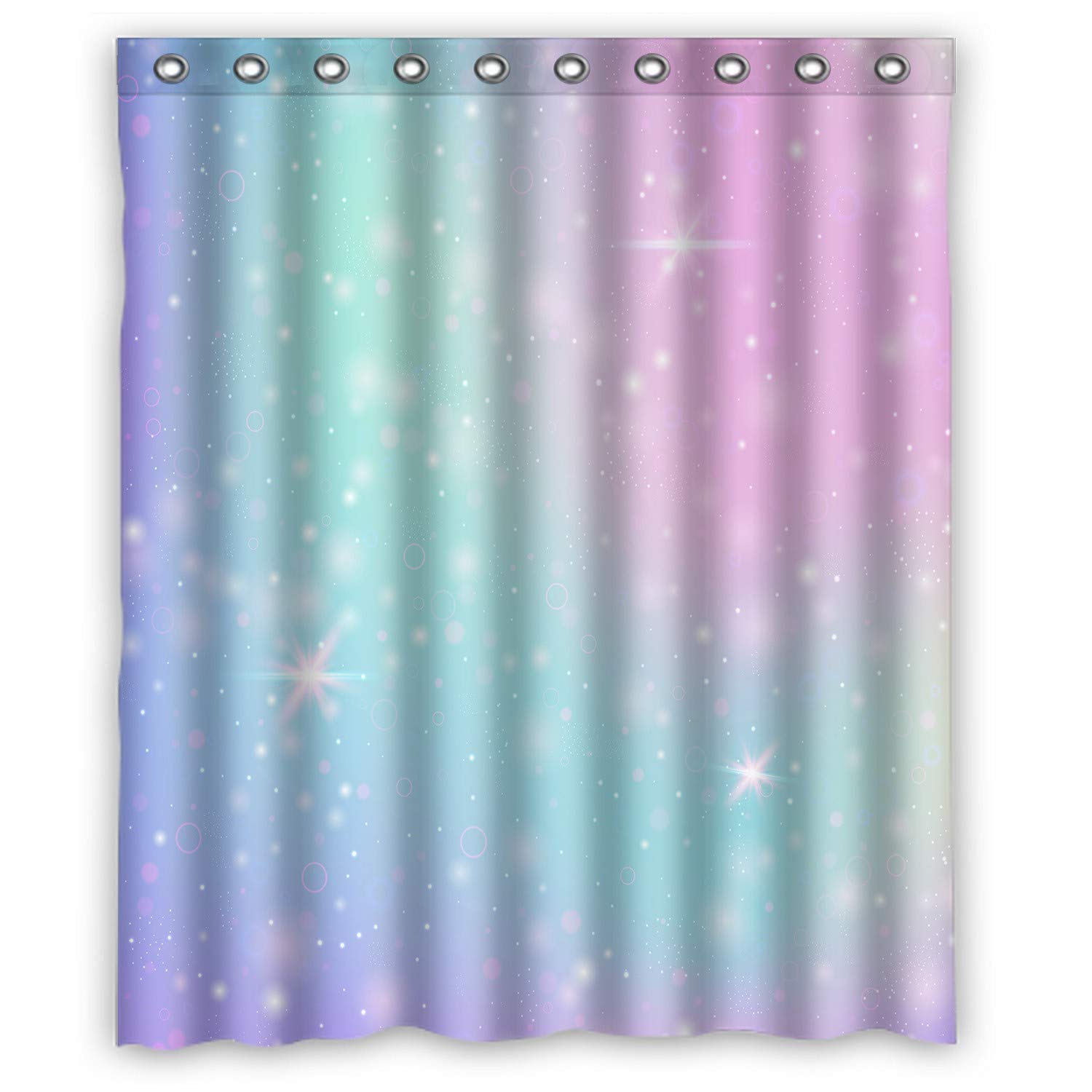 Fairy Rainbow Mesh Shower Curtain with Sparkling Stars - Waterproof Bathroom Decor for Girls (60x72 Inch) - Perfect for Kids' Bathrooms, Fantasy Themed Rooms & Whimsical Home Decor