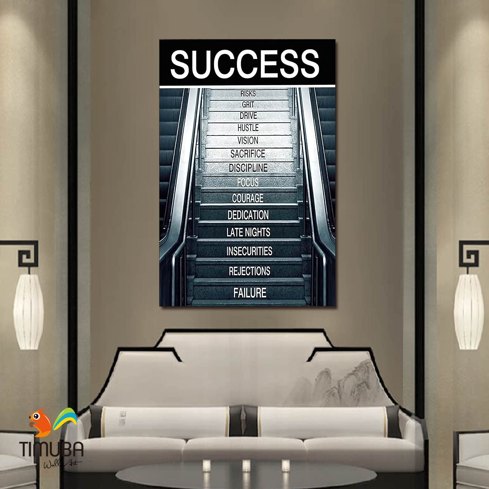Motivational Canvas Wall Art for Office & Home - 28x40 Inch Inspirational Success Quotes Framed Artwork, Positive Hunter Decor for Office, Gym & Living Room - Perfect for Motivation & Wall Decoration