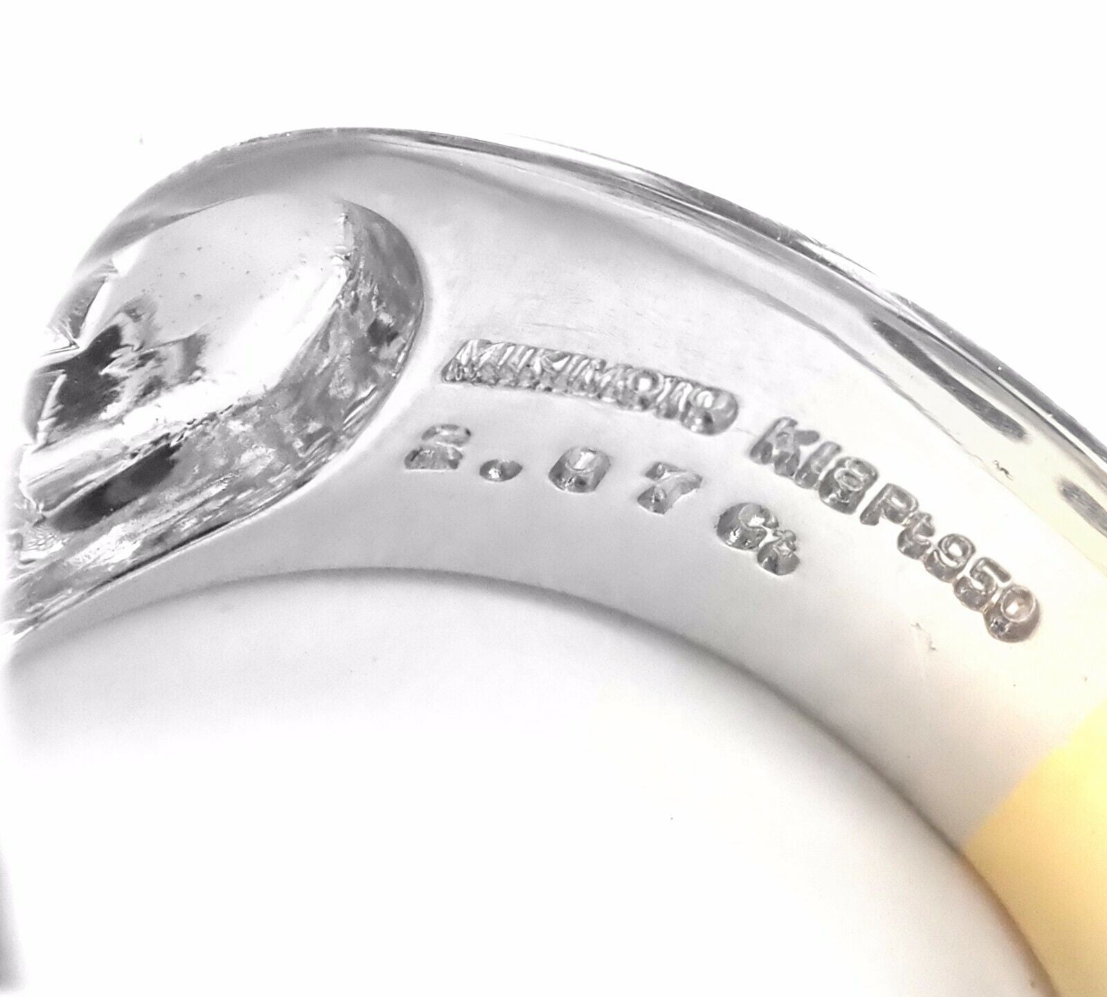 Authentic Mikimoto Platinum & 18K Gold Diamond Cat's Eye Enamel Band Ring - Luxury Jewelry for Women, Elegant Gift for Anniversary, Wedding & Special Occasions