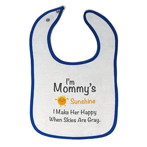 Soft Cotton Baby Bibs & Burp Cloths Set - Mommy's Sunshine Design for Toddlers & Infants (White & Royal Blue) - Perfect for Feeding, Messy Play & Photo Shoots