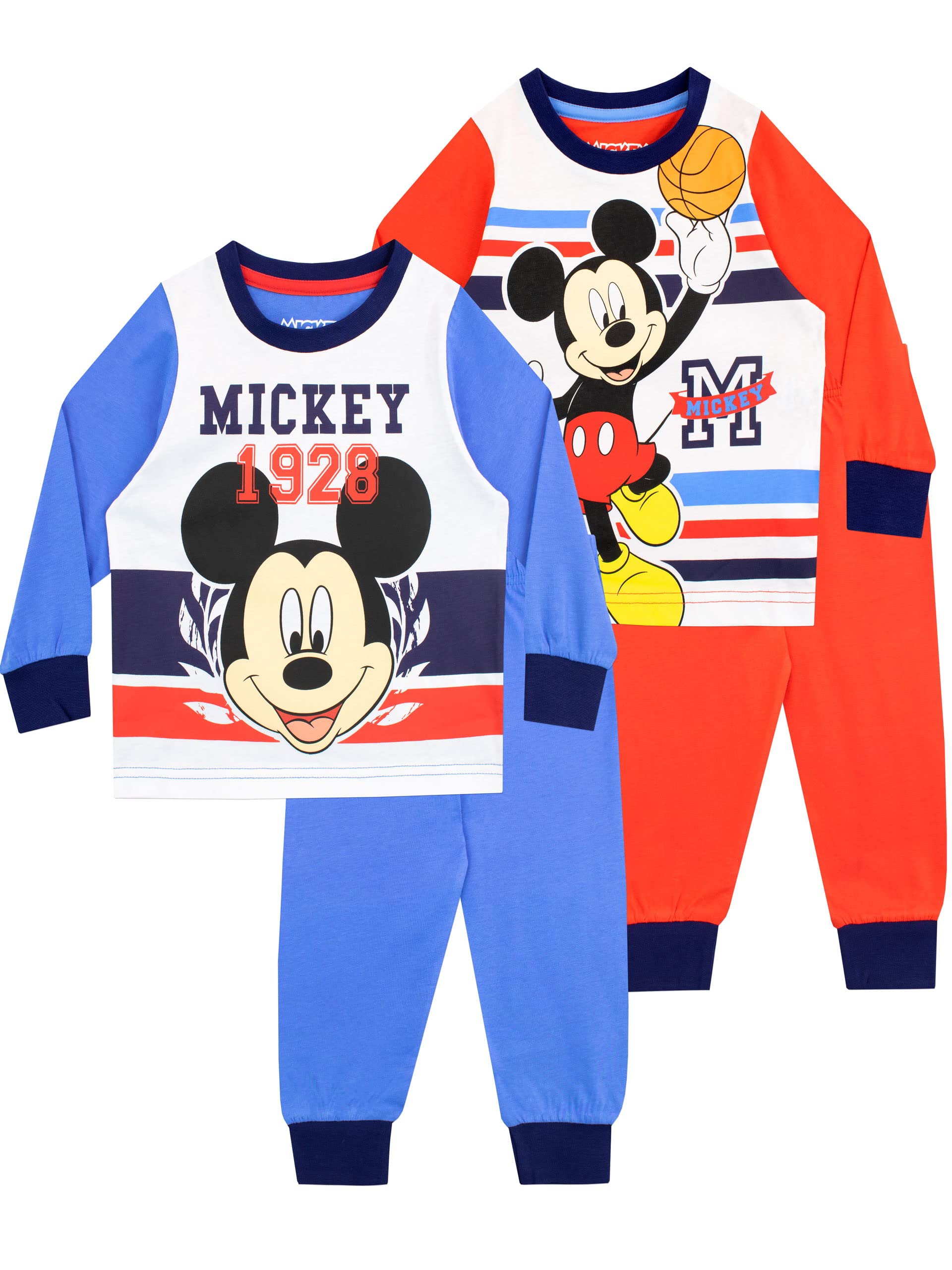 Disney Boys' 2-Pack Mickey Mouse Pajama Set - Soft Cotton Sleepwear for Kids | Perfect for Bedtime, Lounging & Sleepovers