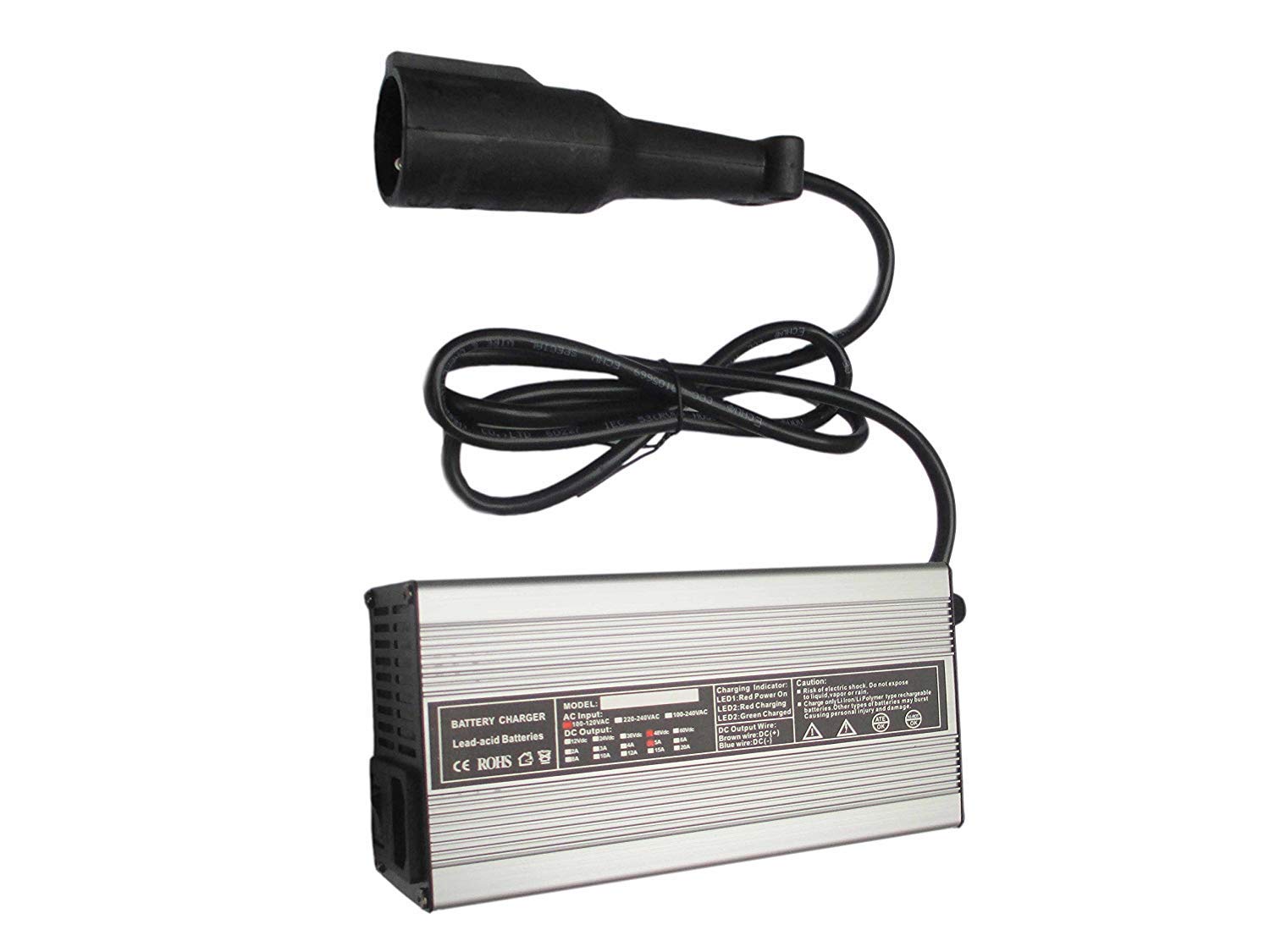 Club Car 48 Volt 5 Amp Golf Cart Battery Charger with 3 Pin Plug - Fast Charging for Golf Carts, Electric Vehicles & Mobility Scooters - Perfect for Home, Golf Course & RV Use