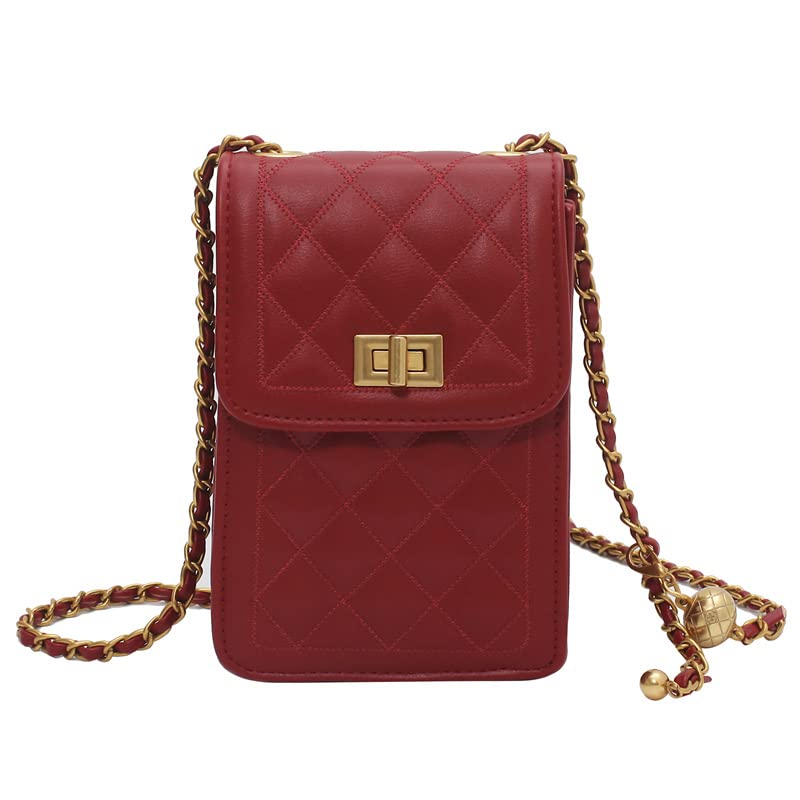 Seagloca Women's PU Leather Quilted Crossbody Bag - Fashionable Shoulder Bag with Chain Strap, Phone Wallet Purse for Daily Use, Work, Travel and Shopping