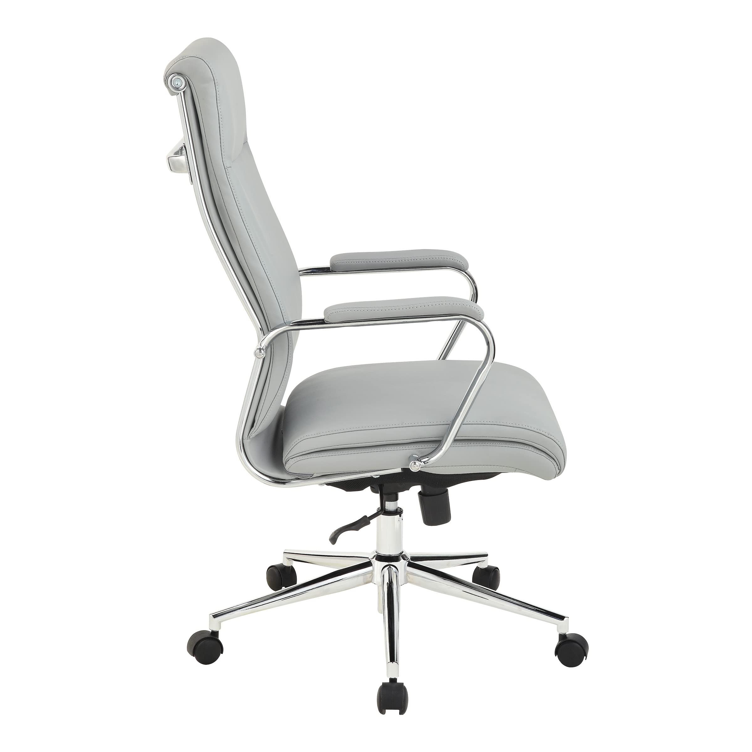 Office Star Antimicrobial High-Back Adjustable Manager's Office Chair with Chrome Base & Dillon Steel Fabric - Ergonomic Desk Chair for Home & Professional Workspaces