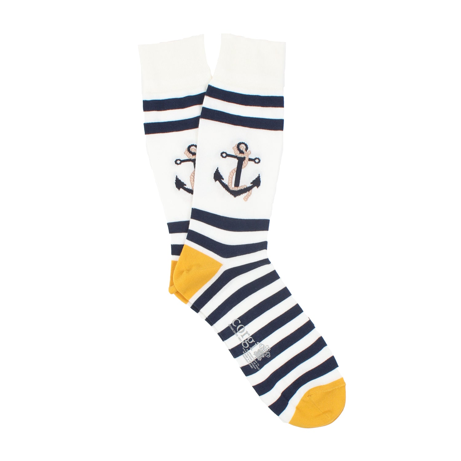 Men's Anchor & Stripe Cotton Socks - Breathable Casual Crew Socks for Everyday Wear, Work & Outdoor Activities