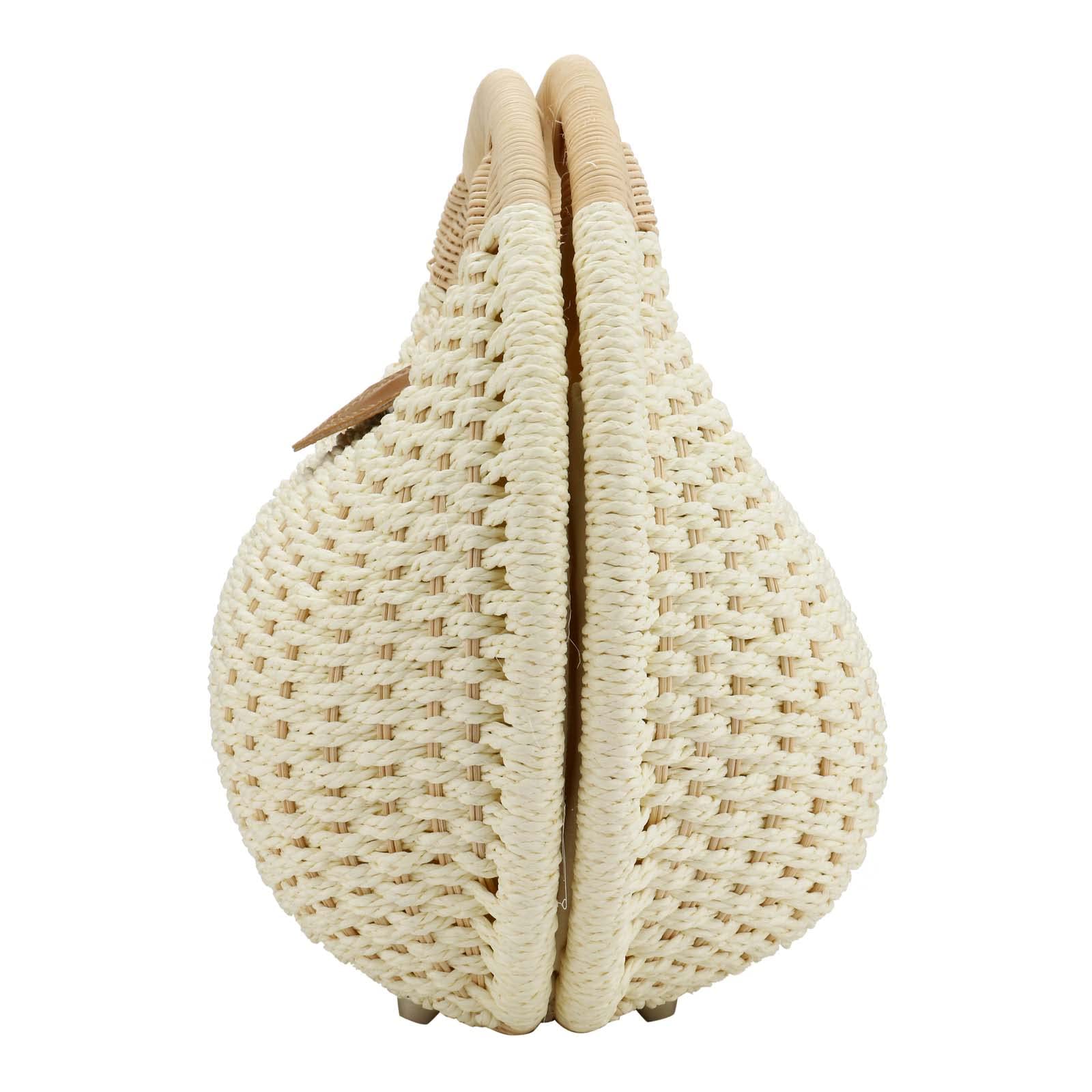 Women's Shell-Shaped Straw Beach Bag - Handwoven Rattan Tote for Summer - Perfect for Vacations, Picnics & Poolside Lounging