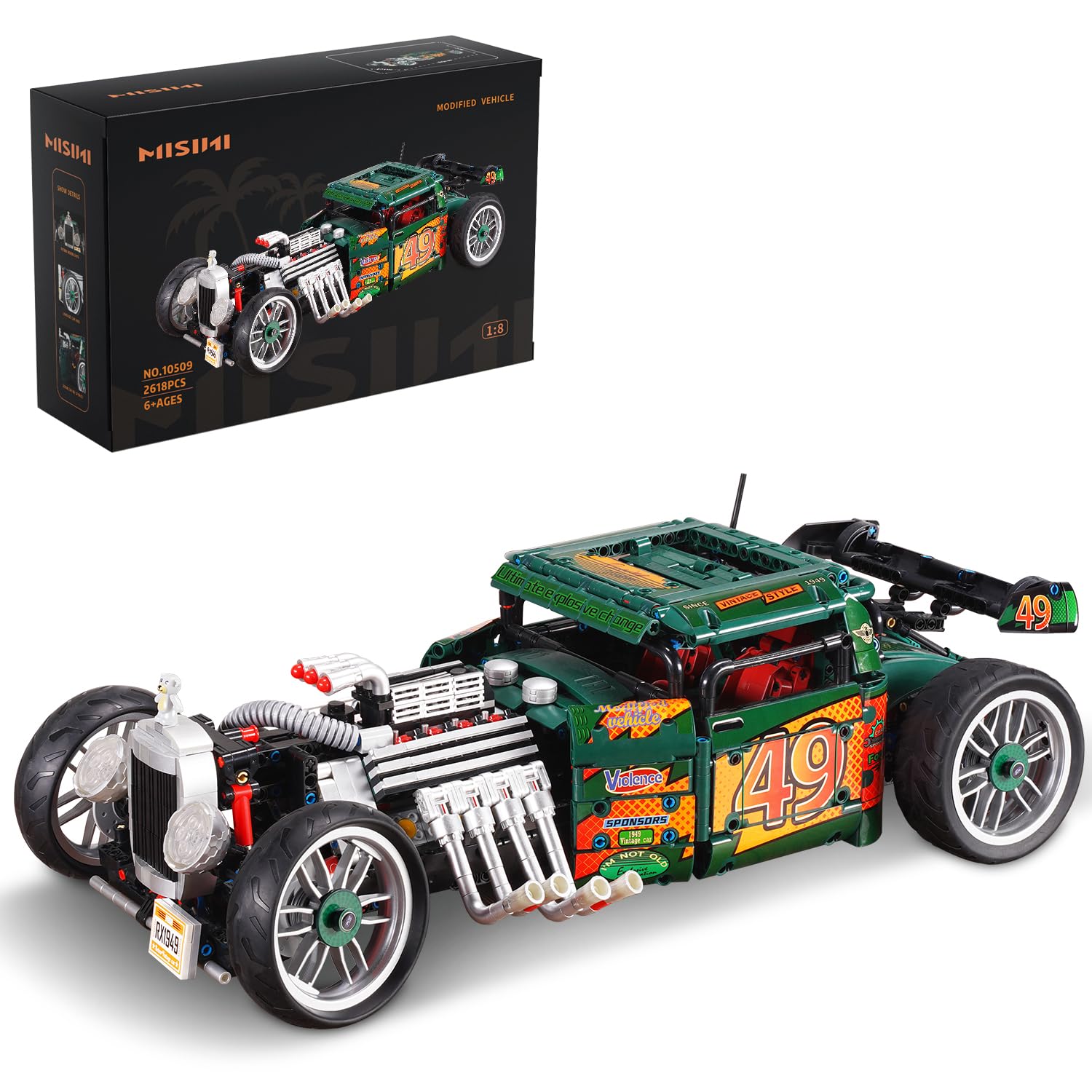 MISINI 10509 Vintage Car Building Blocks Set, 2618Pcs Retro Model Kit for Adults & Kids - Perfect for Collectors & DIY Enthusiasts