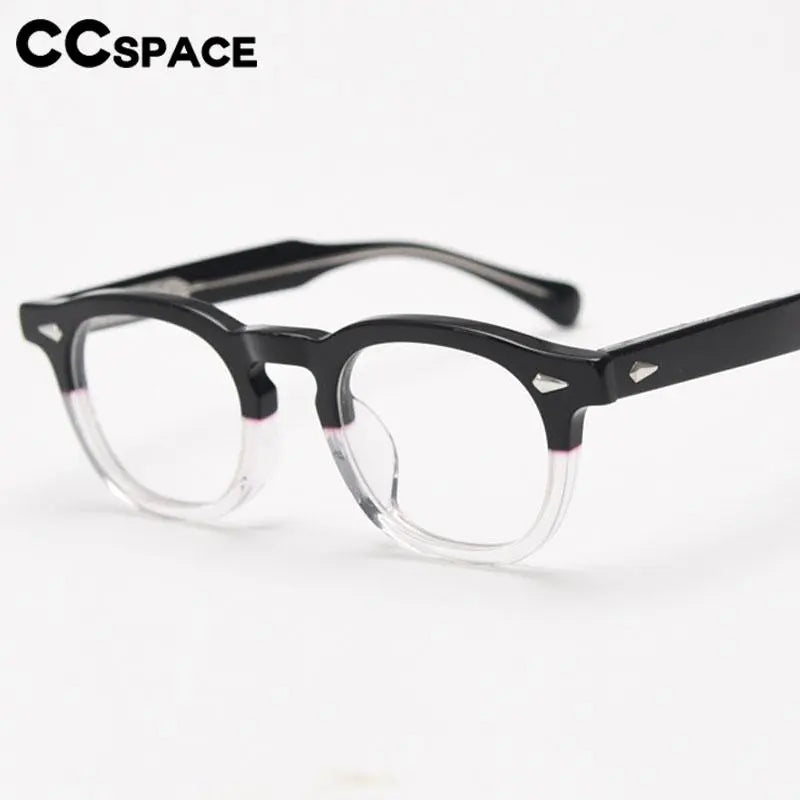 CCspace Unisex Full Rim Square Acetate Eyeglasses 56838 - Stylish & Durable Acetate Frame Glasses for Men & Women - Perfect for Reading, Work, and Everyday Fashion