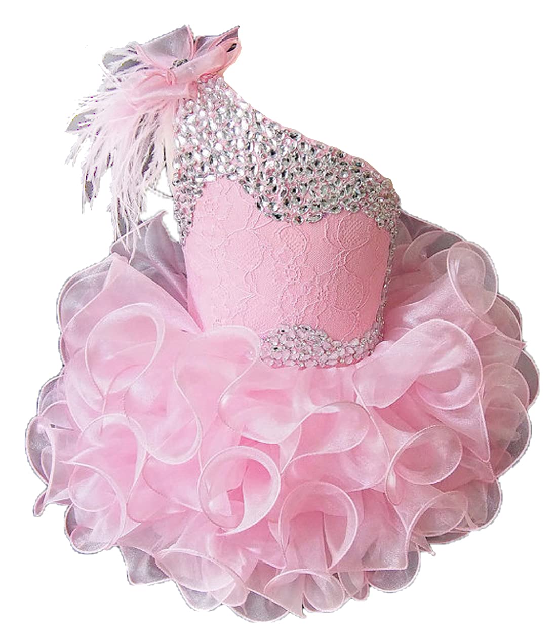 Jenniferwu One Shoulder Pageant Dress for Baby Girls - Elegant Toddler Party Gown for Birthday, Photo Shoots & Special Occasions