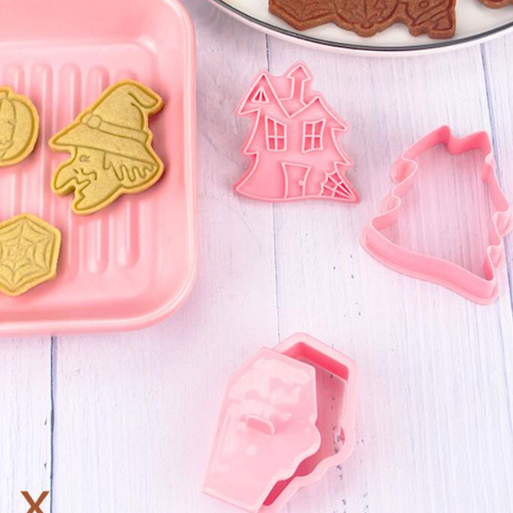 6-Piece Halloween Cookie Cutters Set - Pumpkin, Ghost & Bat Shapes - Durable PP Plastic Biscuit Molds for DIY Baking - Perfect for Halloween Party Treats, Classroom Activities & Holiday Baking Gifts