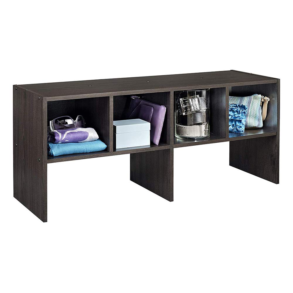 ClosetMaid 508200 Heavy Duty 2-Pack Shelf Organizer with Shoe Rack & Cube Storage - Espresso Finish for Bedroom Closet, Entryway & Shoe Storage Organization