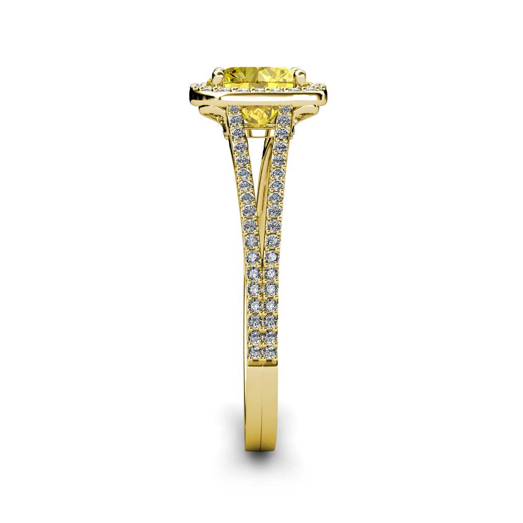 14K Yellow Gold Yellow Sapphire & Diamond Halo Ring (1.20ctw) for Engagement