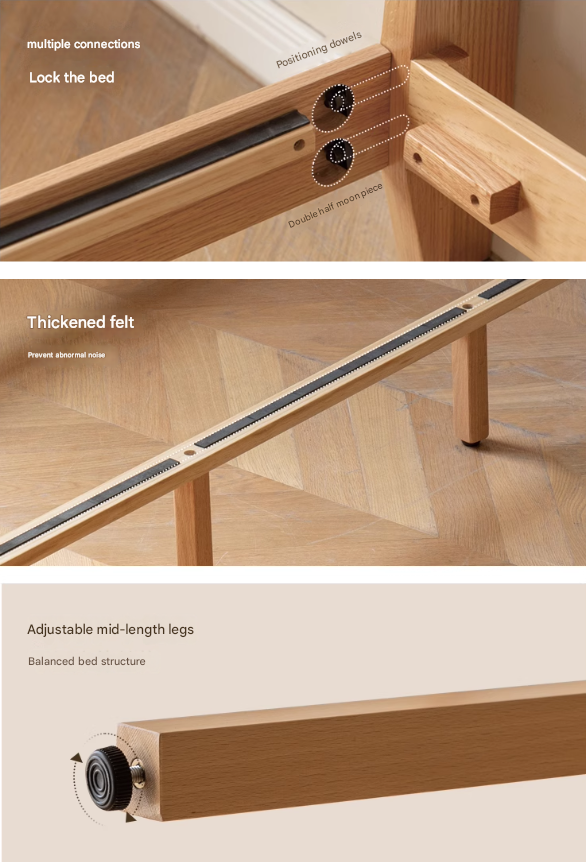 Solid Oak Wood Modern Minimalist Bed Frame - Durable & Stylish for Bedroom, Guest Room, or Studio Apartment
