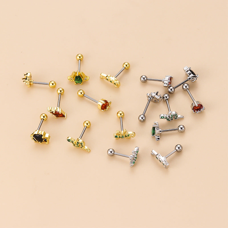 20G Cartilage Lizard Studs Snake Earrings Frog Piercings - Stainless Steel Body Jewelry for Tragus, Helix, Conch Piercings | Perfect for Punk, Gothic, Alternative Fashion Styles