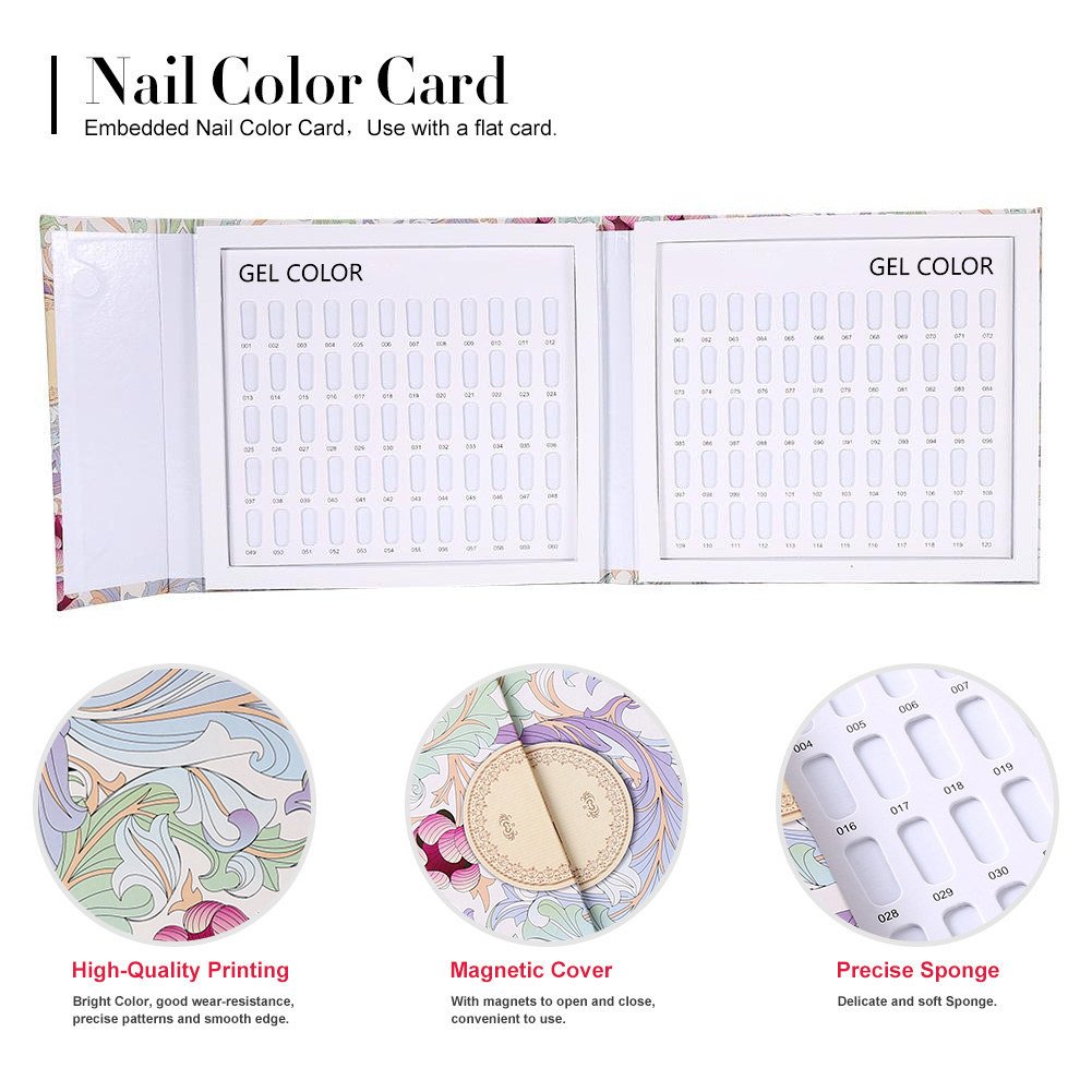 Professional 2-Book Nail Polish Color Chart Display - Gel Polish Swatch Book for Nail Art Equipment & Salon Use - Perfect for Nail Technicians, DIY Manicures, and Salon Color Selection (#01)