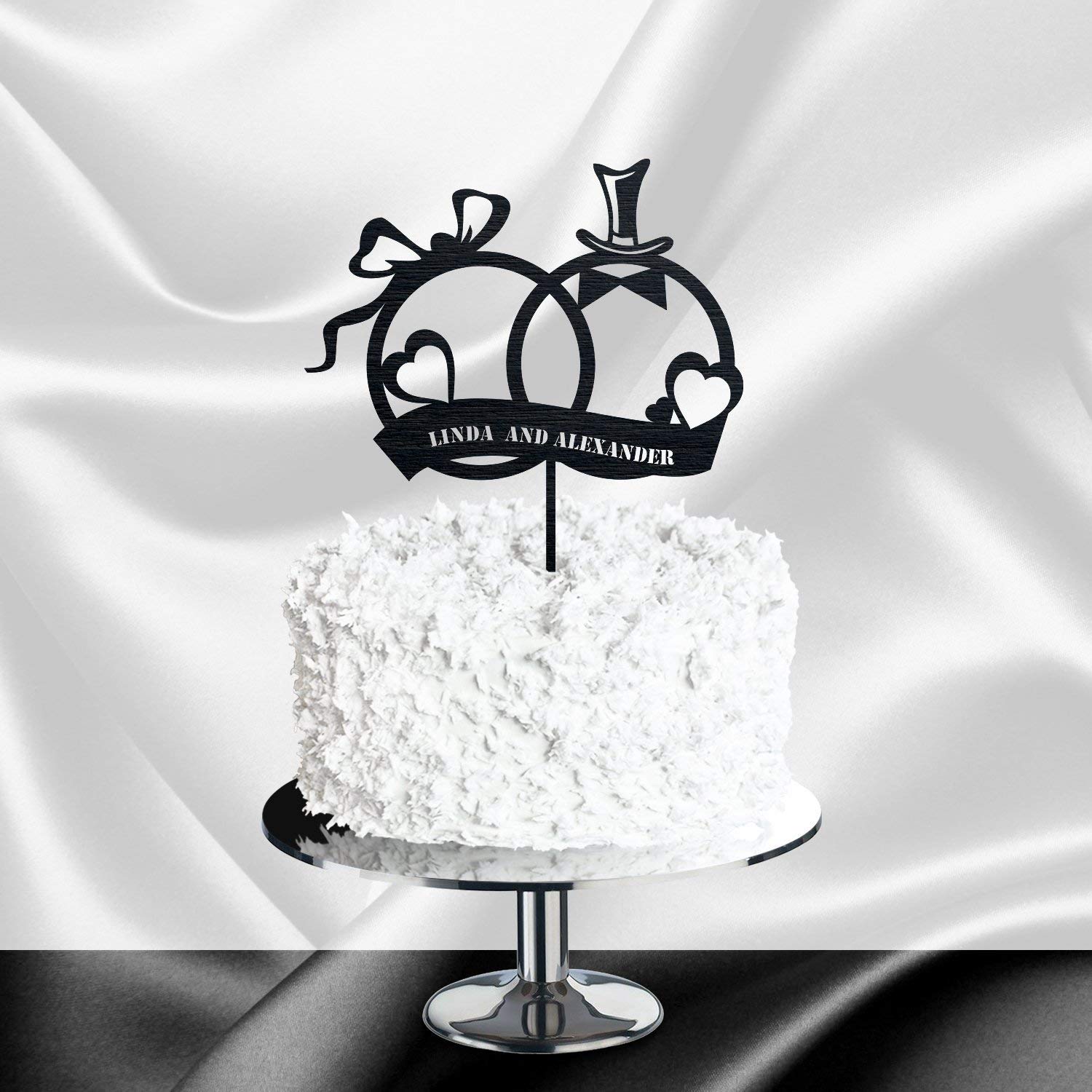 Custom Silhouette Couple Wedding Cake Topper - Personalized Mr & Mrs Cake Topper for Weddings - Elegant Wedding Cake Decoration for Anniversary & Bridal Showers