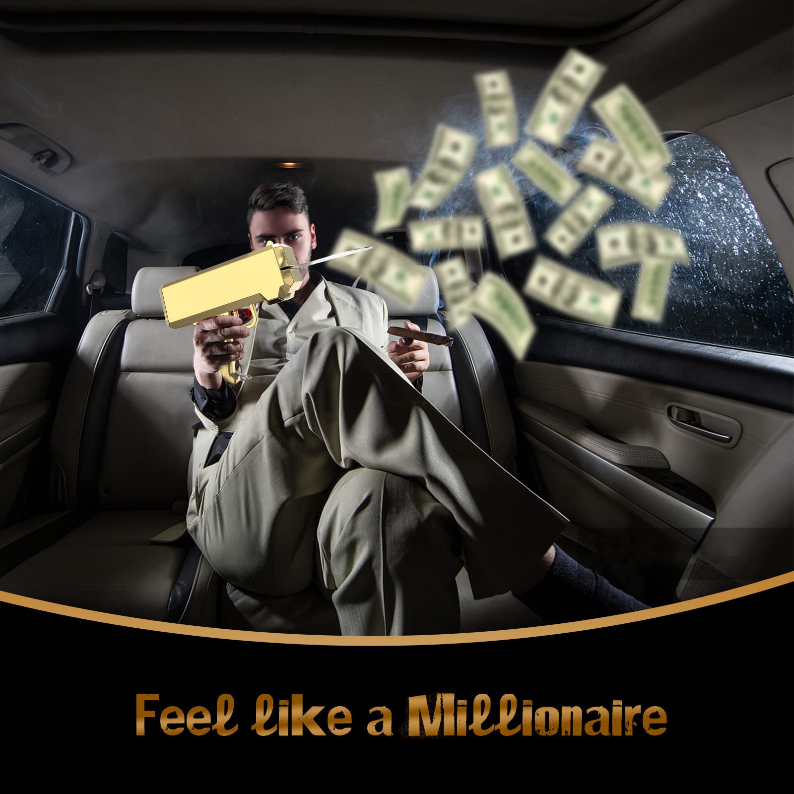 RUVINCE Realistic Money Gun Shooter - Prop Cash Gun for Movies, Parties & Games | Handheld Make It Rain Money Gun for Events, Celebrations & Film Productions