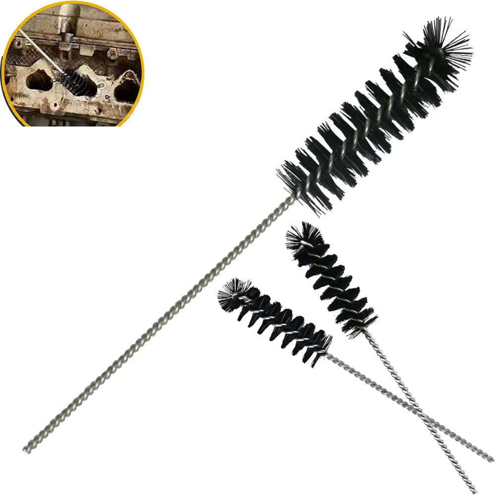 3 Pack Carburetor Cleaner Brush Kit - Long Nylon Brushes for Car Engine Air Inlet & Combustion Chamber Cleaning - Auto Maintenance Tool