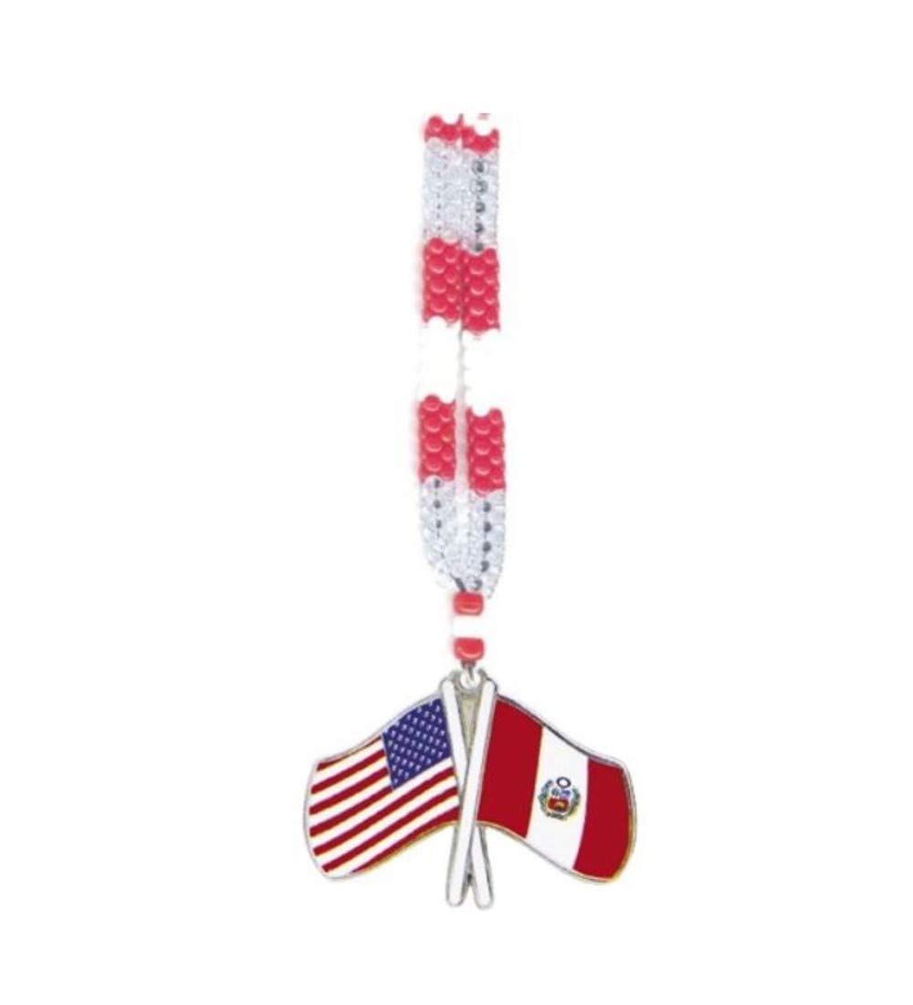 Patriotic USA & Peru Flag Necklace - Stylish Jewelry for Independence Day, Cultural Events & Travel Accessories