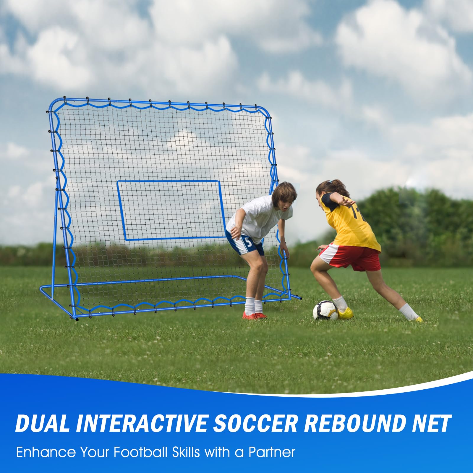 Adjustable Soccer Rebounder Net - Portable Soccer Training Equipment for Control & Passing Practice - Quick-Switch Angle Design for Kids, Teens & Adults - Perfect for Backyard Drills, Team Practice & Solo Training Sessions