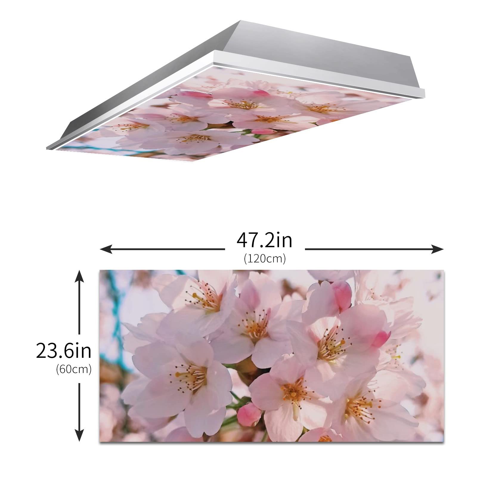 Cherry Blossom Fluorescent Lamp Shade - Eye Protection Light Cover for Home, Office & Classroom Ceiling Lights - Reduces Eye Strain & Headaches - Perfect for Study Rooms, Workspaces & Dorm Decor