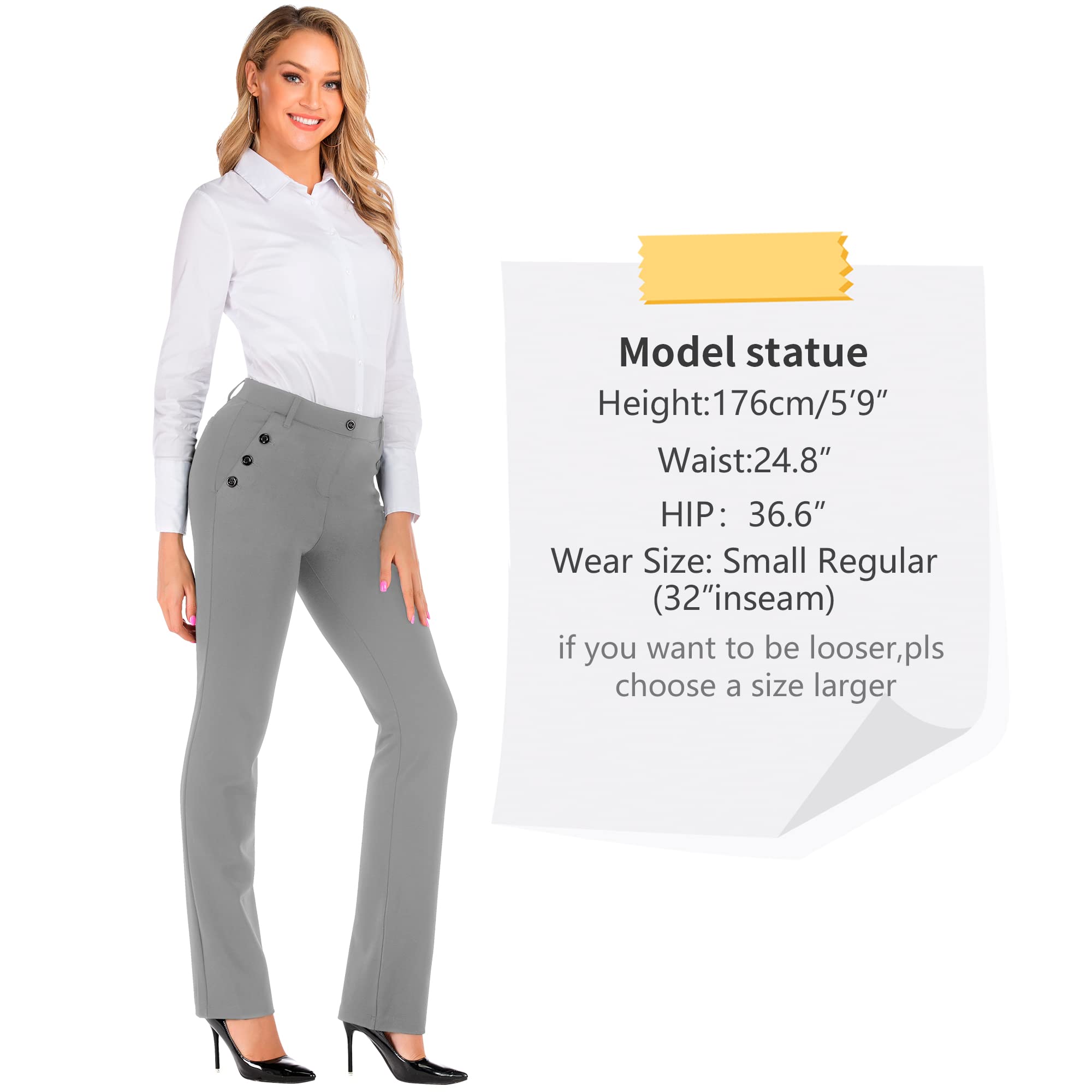 BIG ELEPHANT Women's Stretch Yoga Dress Pants with Pockets - Business Office Casual Slacks for Petite/Regular/Long/Tall Sizes - Perfect for Work, Travel & Everyday Comfort