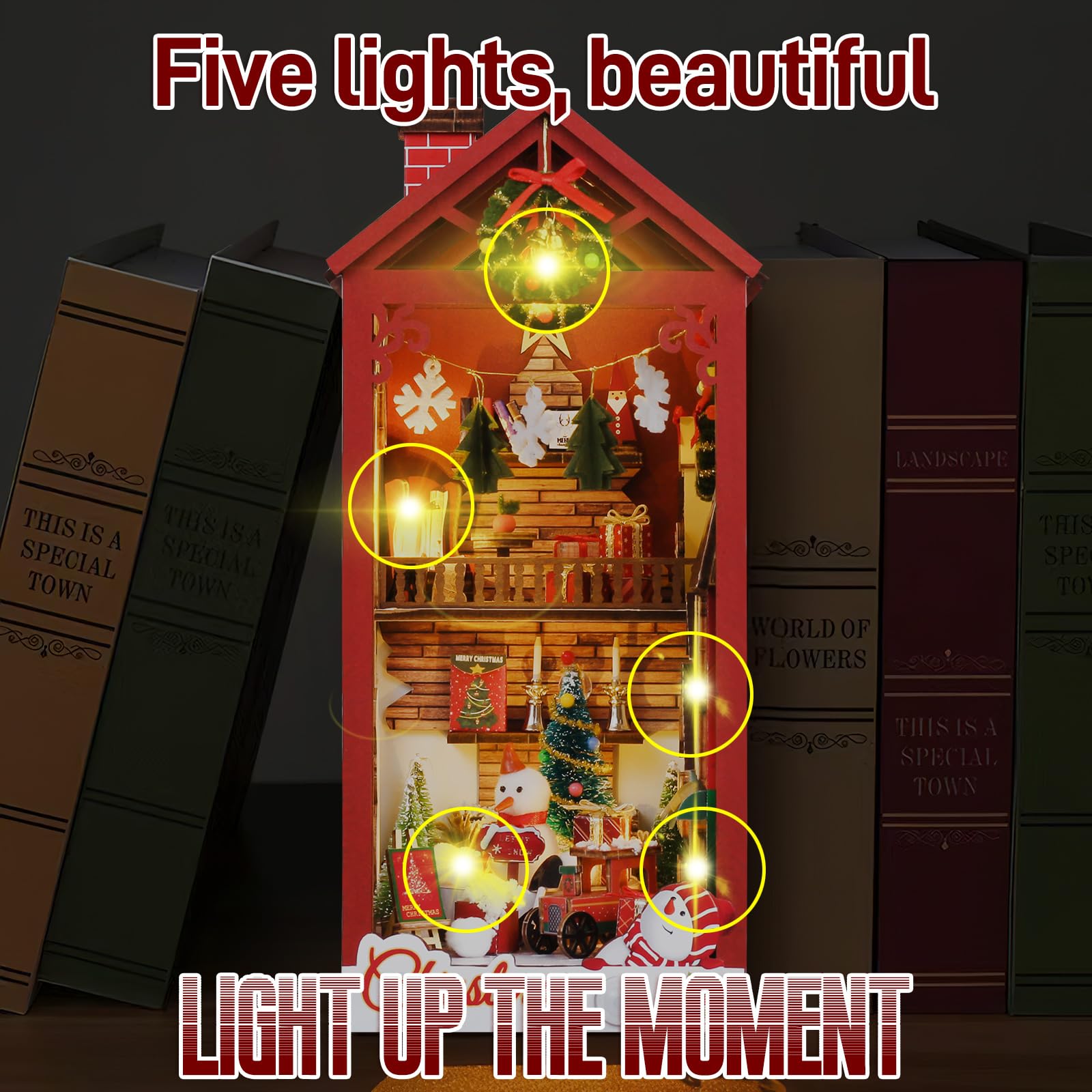 DIY Book Nook Kit - 3D Wooden Puzzle Miniature House Craft for Adults & Teens | Music & Lighting Included | Perfect for Home Decor, Bookshelf Display & Unique Gifts