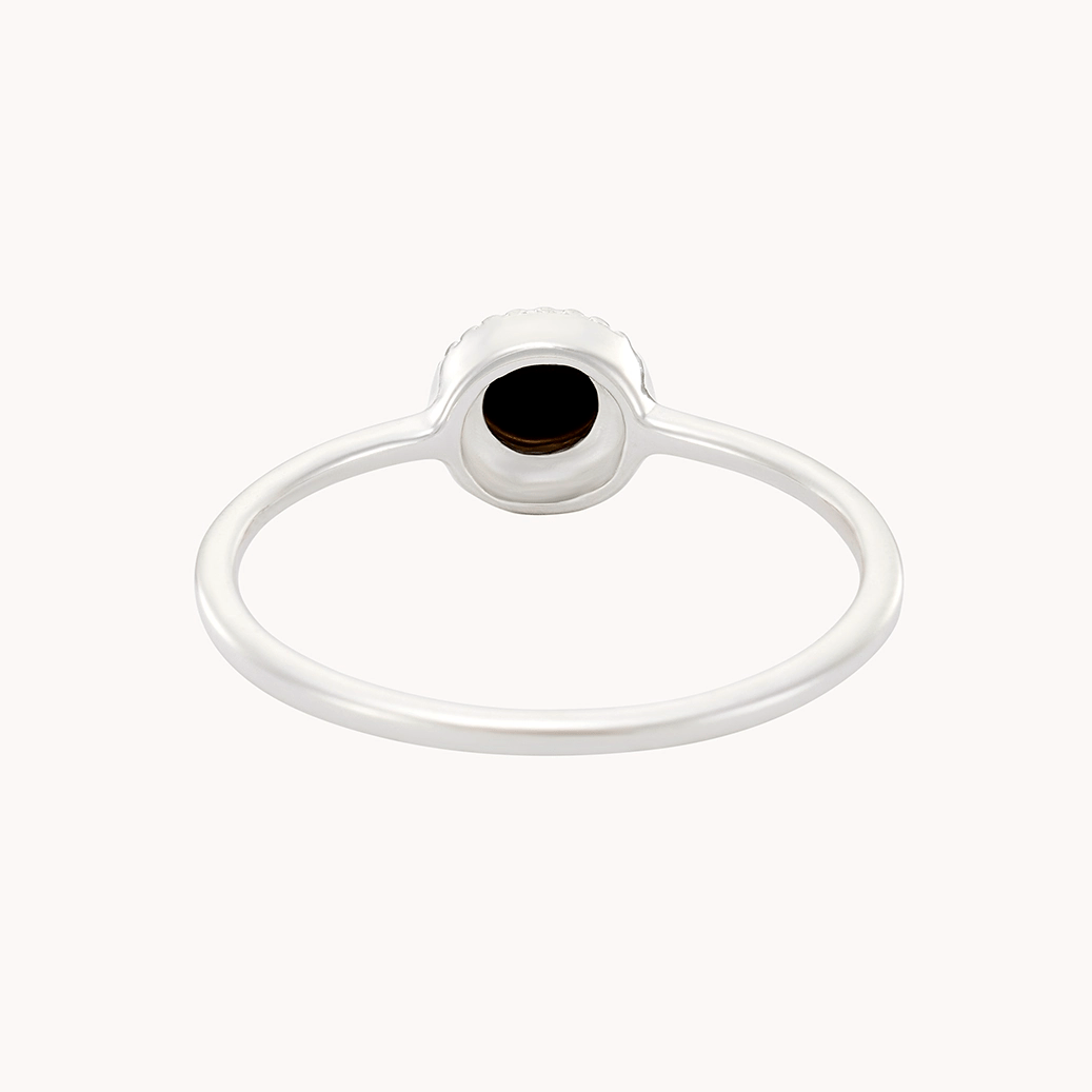 Full Moon Dark Mother of Pearl Silver Ring – Elegant Boho Jewelry for Women, Perfect for Weddings, Parties & Everyday Wear