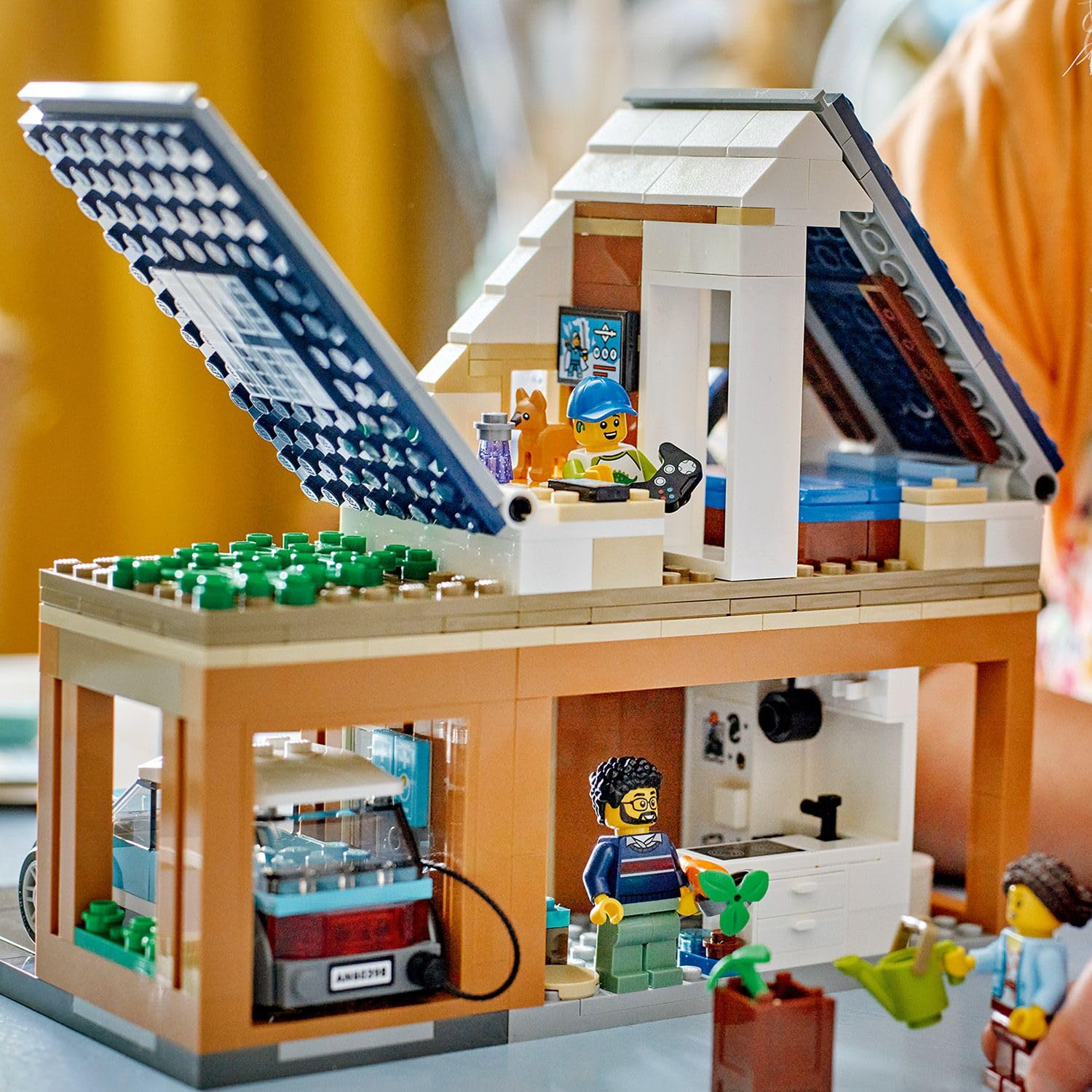 LEGO My City Family House and Electric Car 60398 Building Toy Set with Kitchen, 2 Bedrooms, Greenhouse & Solar Panels - Includes 3 Minifigures & Puppy - Creative Construction Gift for Kids Ages 6+ - Perfect for Imaginative Play, STEM Learning & Family Bonding Activities