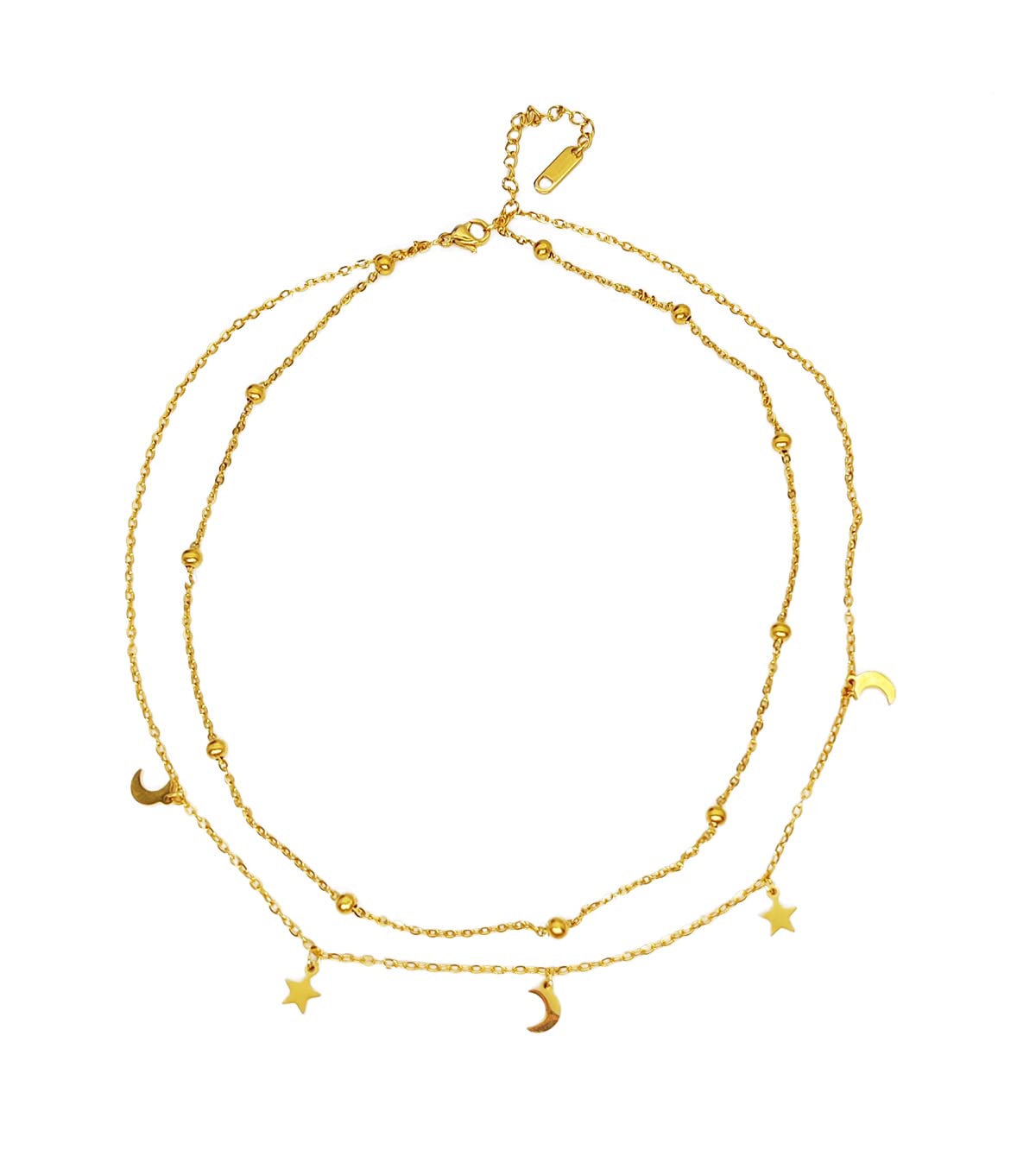 QIQILUXI Gold Plated Choker Necklace for Women - Dainty Star Pendant Minimalist Chain Jewelry - Perfect for Date Night, Parties & Everyday Wear
