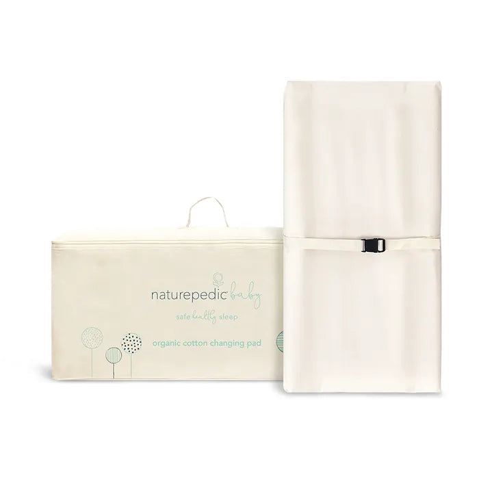 Naturepedic Organic Cotton Waterproof Changing Pad - 2-Sided Reversible Baby Diaper Mat for Safe & Comfortable Diaper Changes - Perfect for Nursery, Daycare & Travel