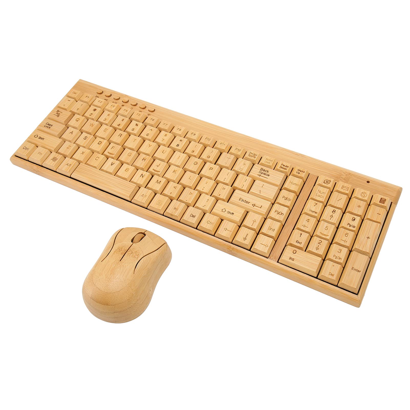Premium Bamboo Wood Wireless Keyboard and Mouse Combo - 2.4GHz Stable Connection for PC, Laptop, Mac - Ergonomic Computer Accessories for Home Office, Gaming & Workstations