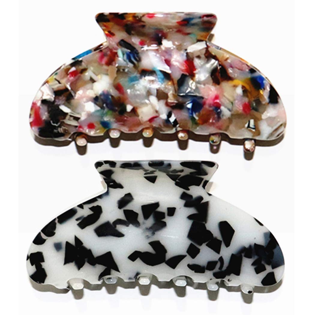 Boxoon 2PCS Leopard Print Hair Clips - Fashion French Hair Claws for Women, Non-Slip Bath & Shower Hair Accessories, Korean Style Hair Clips for Party, Wedding, Daily Use