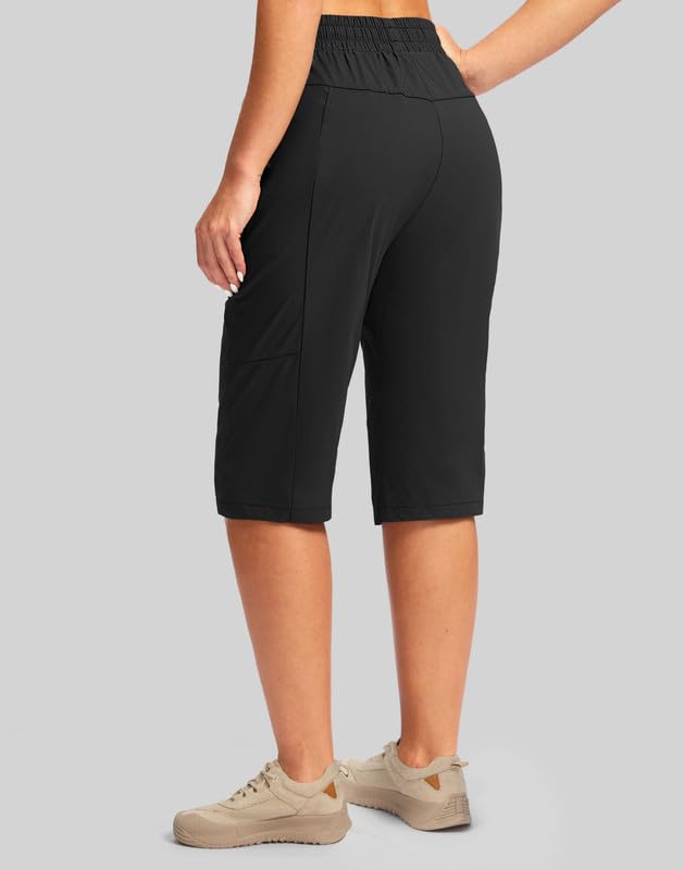 Women's 15'' Quick-Dry Stretch Hiking Cargo Shorts with Pockets - Below Knee Bermuda Capris for Outdoor Adventures & Casual Wear