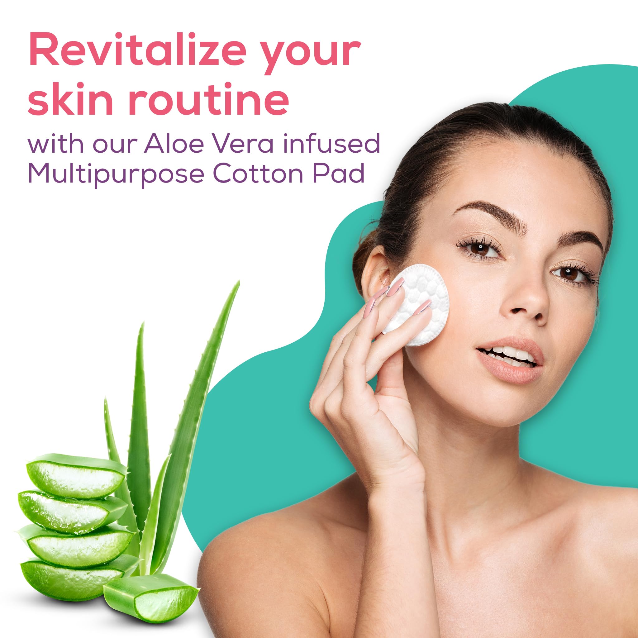 Evereve 200-Pack Multipurpose Cotton Pads | 100% Pure Cotton with Aloe Vera | Double-Sided Embossed Design | Gentle for Face, Eyes & Nails | Perfect for Makeup Removal, Skin Cleansing & Nail Polish Removal | 2-Pack (100 Pads Each) | Ideal for Daily Beauty Routine & Travel