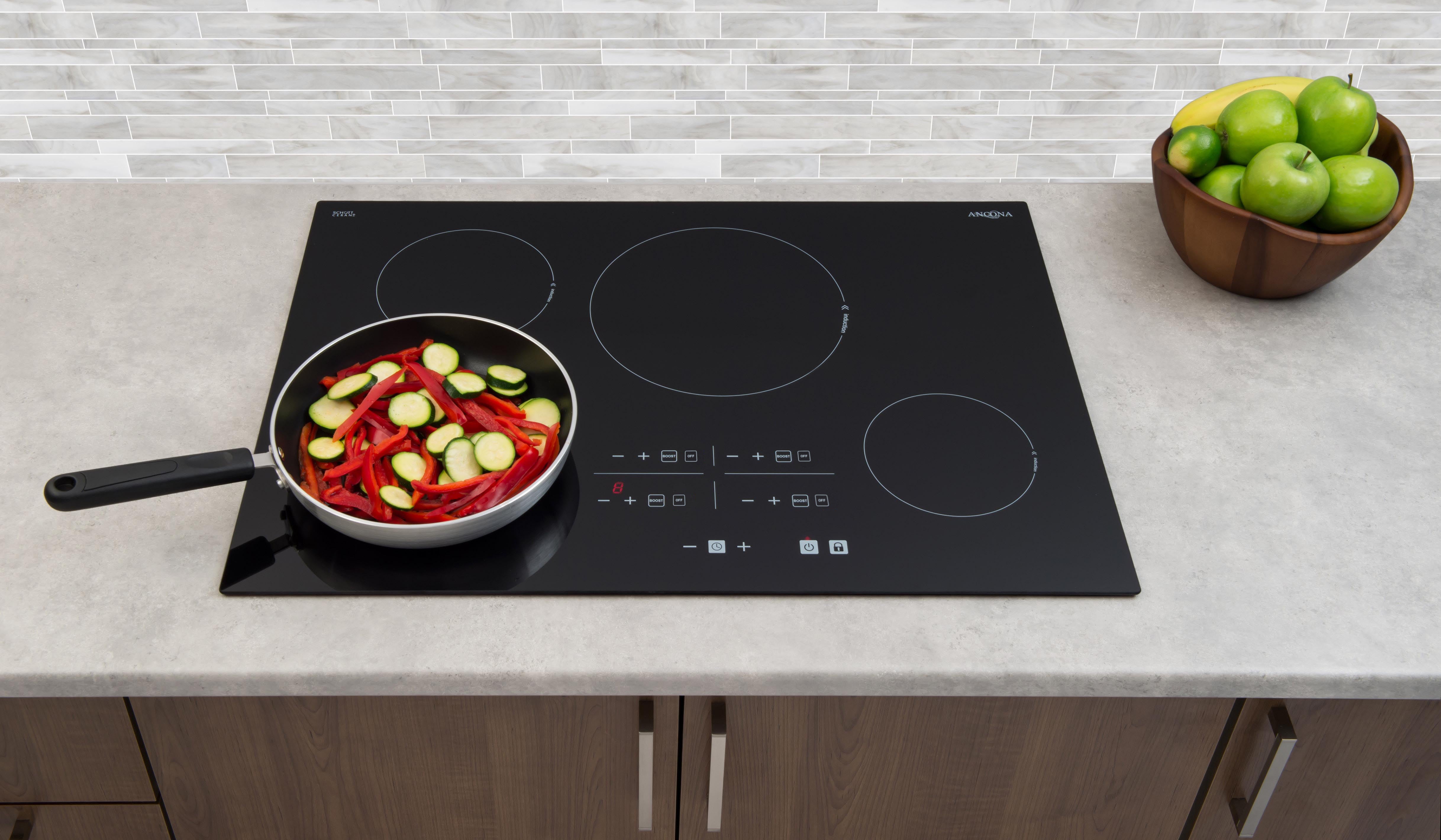 Ancona Elite 30-Inch 4 Burner Induction Cooktop - Black Ceramic Glass Surface | Fast Heating & Energy Efficient | Perfect for Home Kitchen, RV & Outdoor Cooking