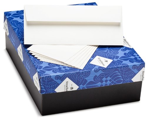 Strathmore Premium 25% Cotton Writing Envelopes - 4-1/8 x 9-1/2 Inch, 24 lb Wove Finish, 500 Count Box (Ultimate White) - Perfect for Business Correspondence, Wedding Invitations & Thank You Cards