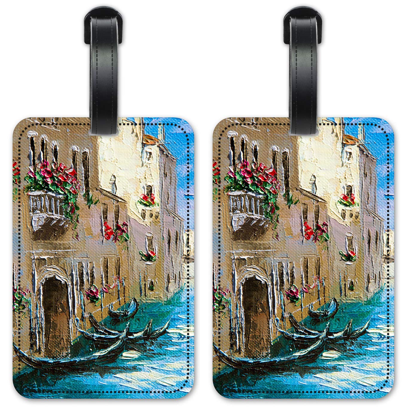 Italian River Luggage ID Tags - Waterproof Suitcase Identification Cards Set of 2 - Perfect for Travel, Business Trips & Cruise Vacations