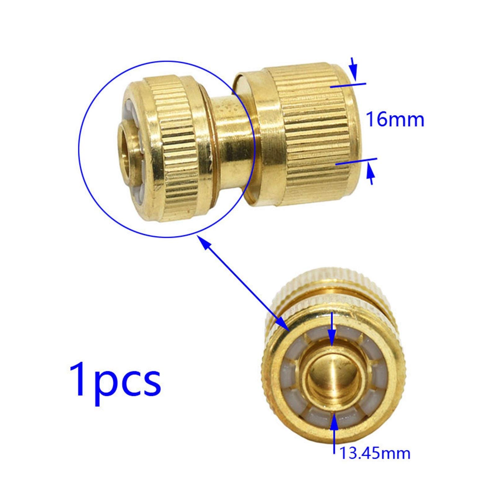 1/2 Inch Brass Garden Hose Quick Connector - 16mm Water Stop Fitting for Irrigation Systems | Durable Copper Coupling for Outdoor Watering, Lawn Care & Gardening Tools (Waterstop Connector)