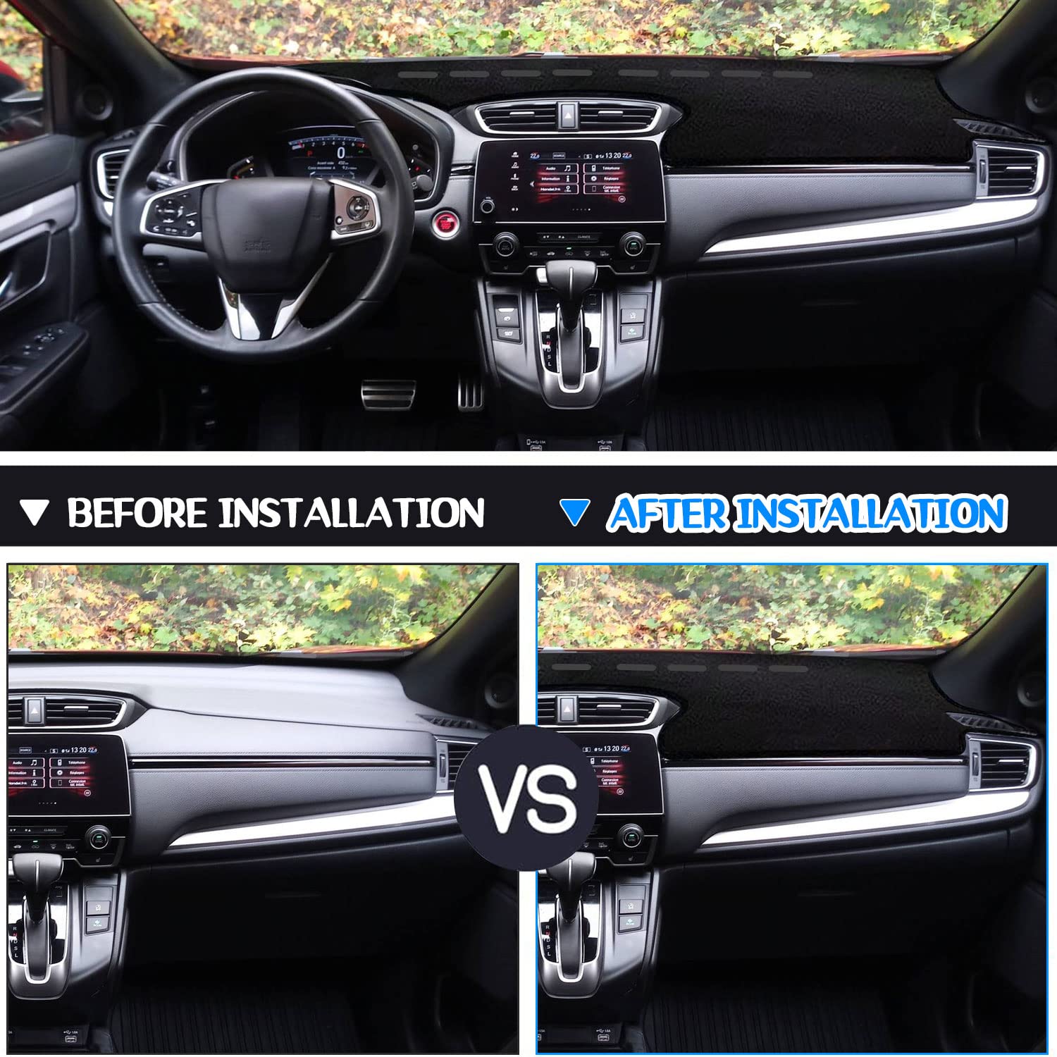 Custom Fit Dashboard Cover Mat for Honda CRV 2017-2022 | Anti-Skid Center Console Protector with Black Edge | Perfect for Car Interior Protection & Style Enhancement
