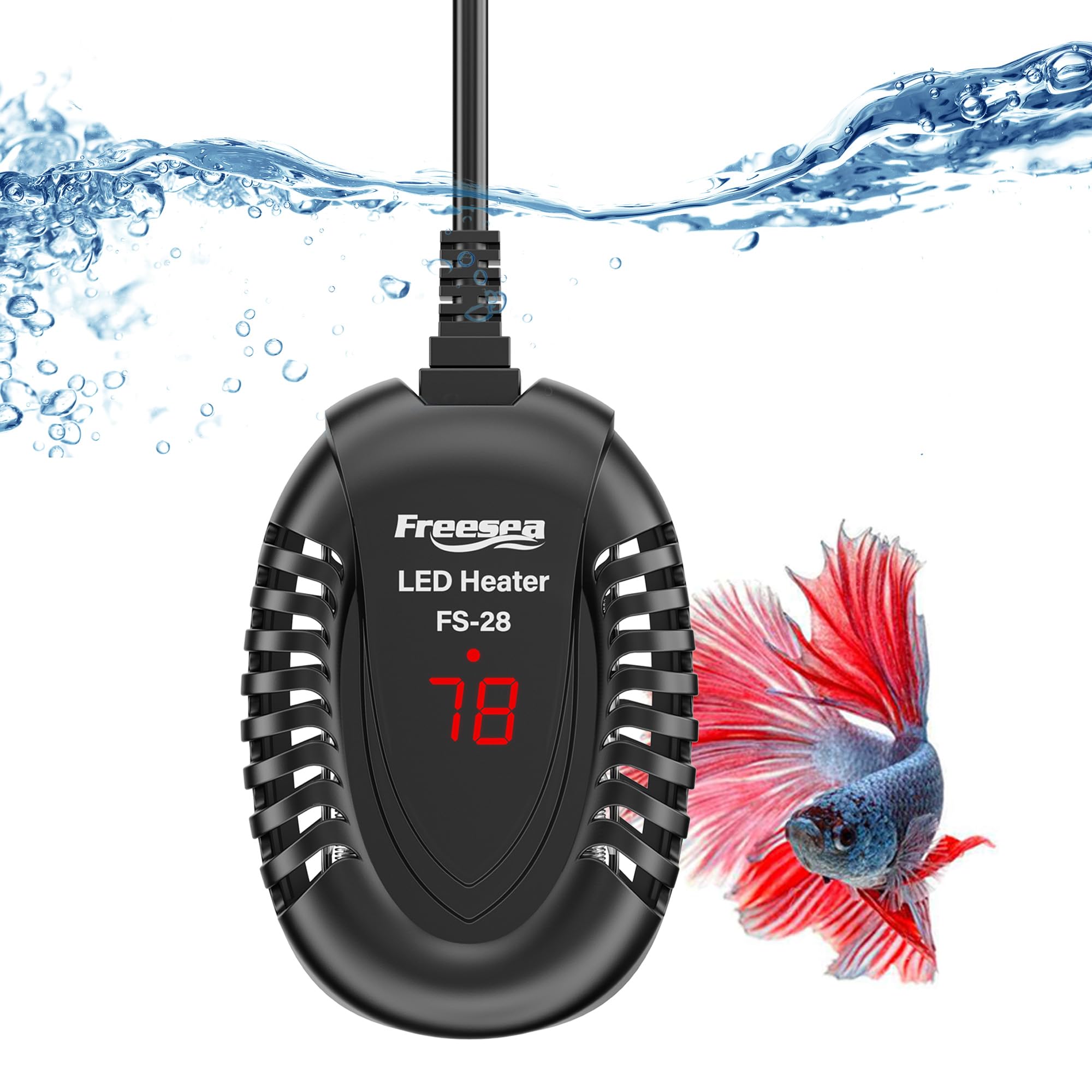 FREESEA 75W Aquarium Heater - Adjustable Submersible Fish Tank Heater for Betta, Turtle, Saltwater & Freshwater (5-15 Gallon) | External Temperature Controller | Perfect for Home & Office Aquariums