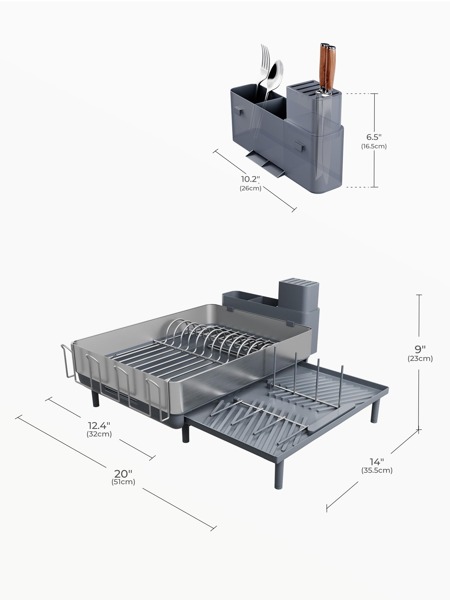 **SUNLY Large Expandable Dish Drying Rack - 304 Stainless Steel Space-Saving Kitchen Counter Drainer with Flip-Up Pegs | Perfect for Small Kitchens, Apartments & Dishwashing Organization**