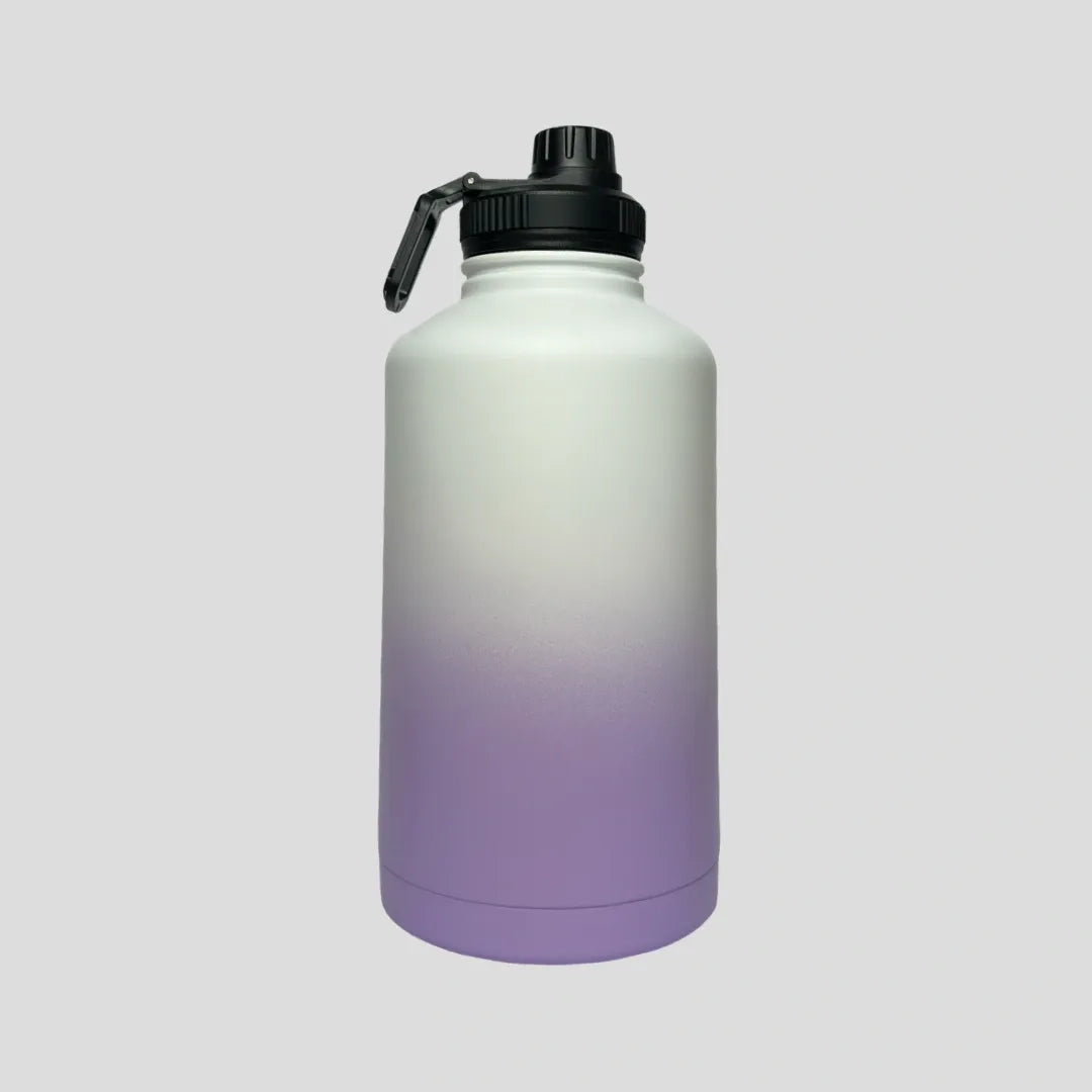 Premium Lavender Lilac Insulated Stainless Steel Water Bottle - 1.9L (64oz) - Keeps Drinks Hot/Cold for 24 Hours - Perfect for Hiking, Gym, Office & Outdoor Activities