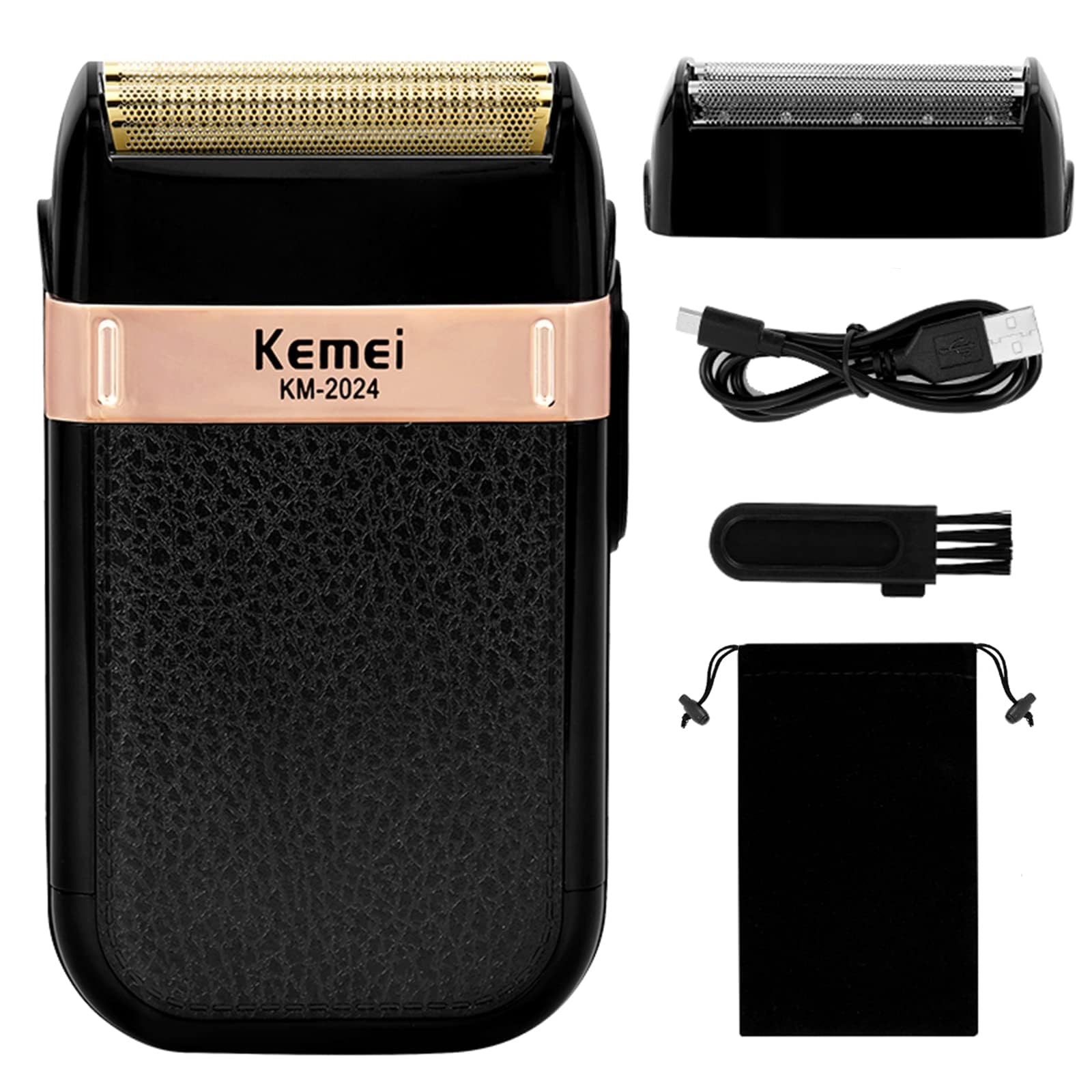 KEMEI Waterproof Cordless Electric Razor for Men - USB Rechargeable Beard Trimmer with Twin Blades, Precision Shaver & Body Groomer - Perfect for Travel, Home & Gym Use