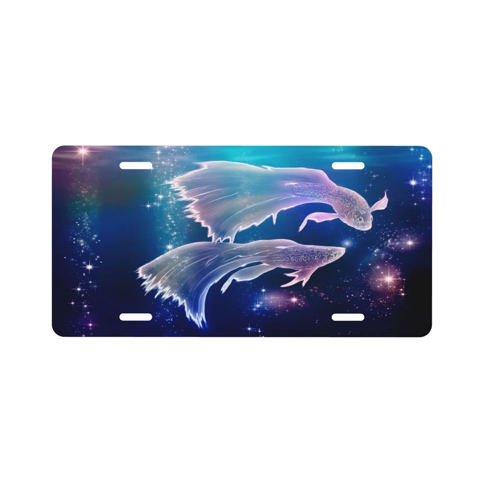 Pisces Zodiac Car Front License Plate - 6x12 Inch Aluminum Vanity Tag for Men, Women, Boys & Girls - Perfect for Car Decoration, Birthday Gifts & Zodiac Sign Lovers