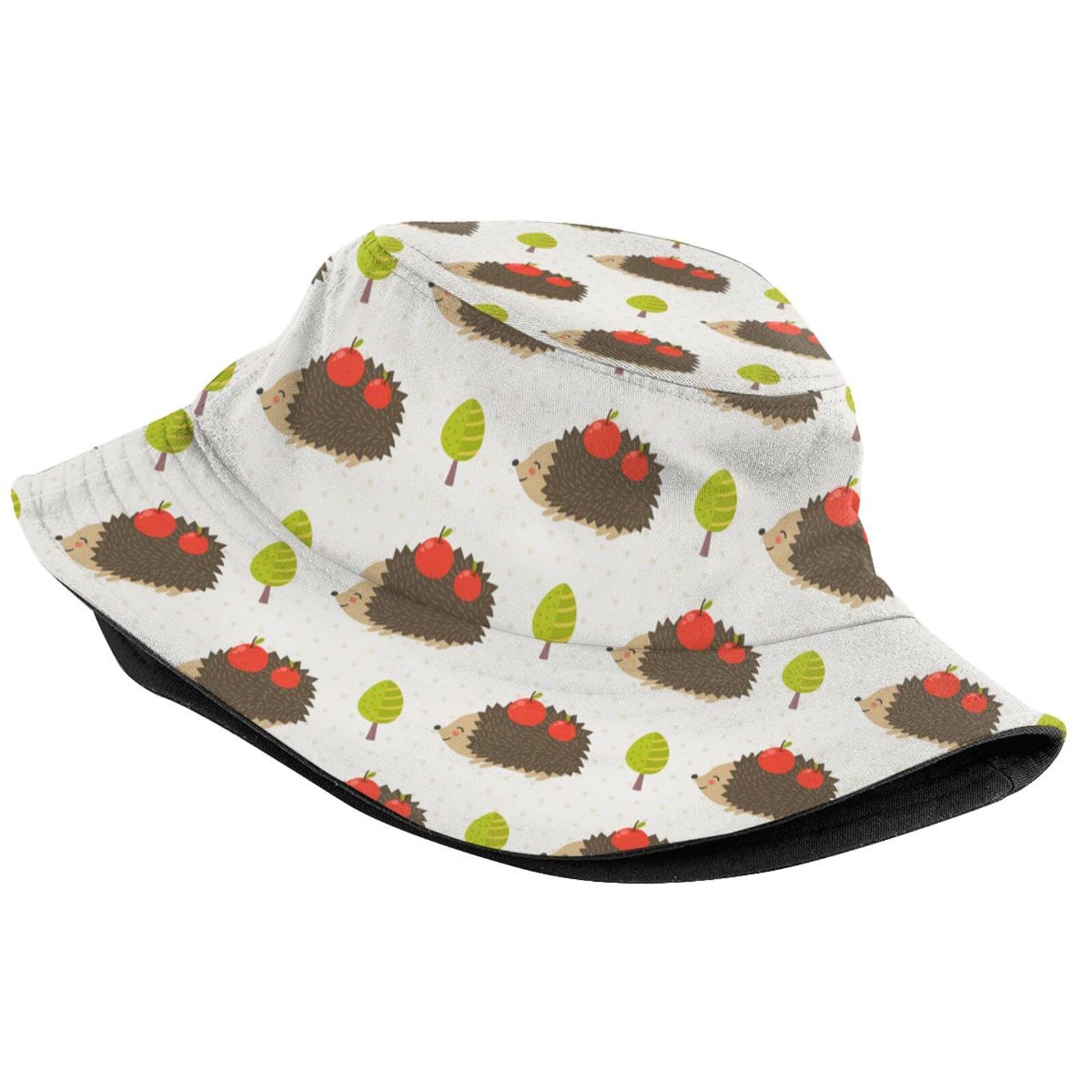 Cute Hedgehog Bucket Hat for Women & Men - Animal Print Sun Hat with Brim, Adjustable Fisherman Hat for Outdoor Activities, Beach, Hiking, and Summer Fashion