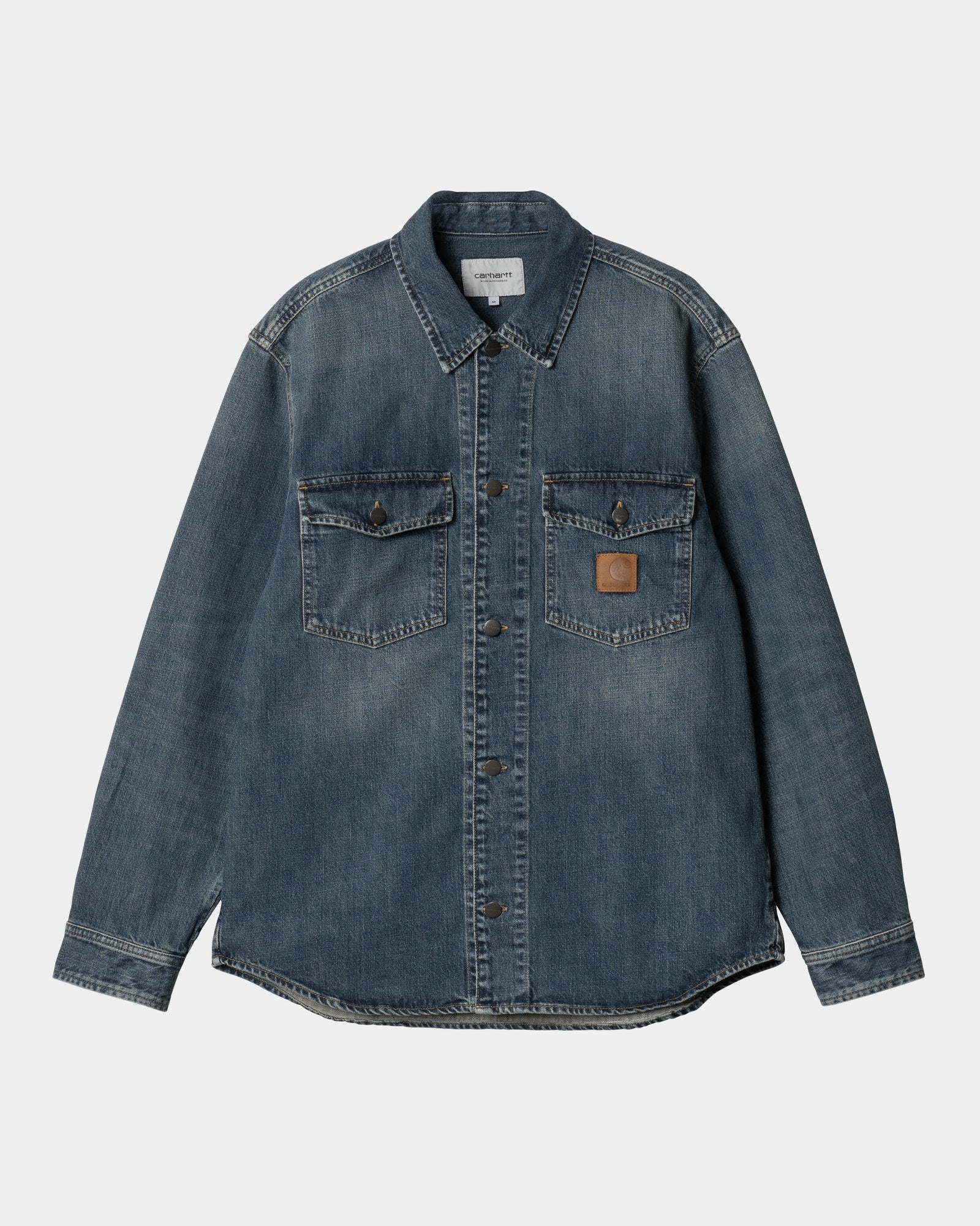 Vintage Lincoln Shirt Jacket for Men - Classic Blue Denim Button-Up Shirt Jacket (Pre-Washed & Distressed) - Perfect for Casual Outfits, Layering & Outdoor Adventures