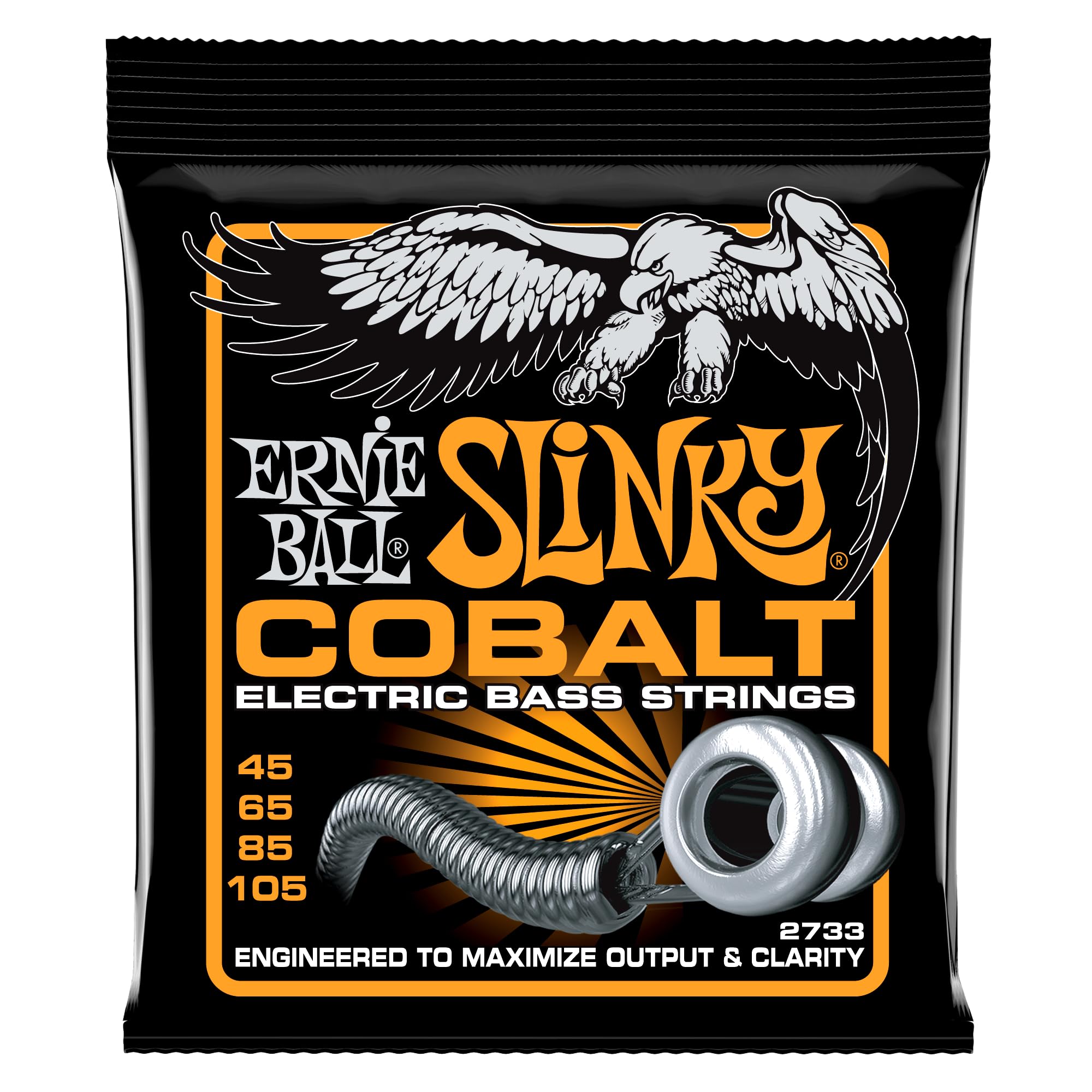 Ernie Ball Hybrid Slinky Cobalt Bass Guitar Strings 45-105 Gauge (P02733) - Premium Nickel-Plated Steel for Enhanced Tone & Durability - Perfect for Rock, Metal & Studio Recording