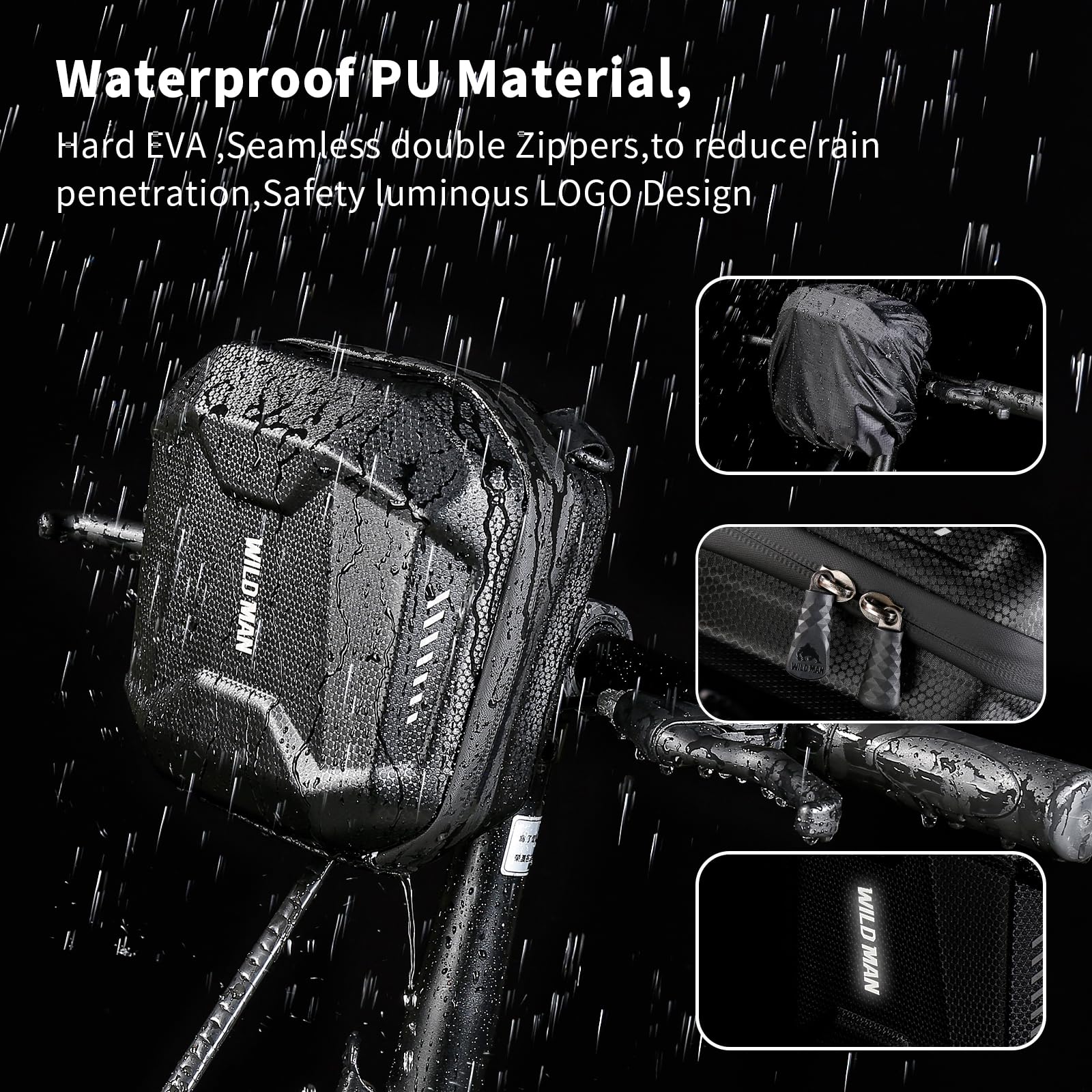 **Waterproof EVA Hard Shell Scooter Handlebar Bag - Bike Frame Storage Bag for Cycling & Commuting (Black) - Perfect for Outdoor Adventures & Daily Rides**
