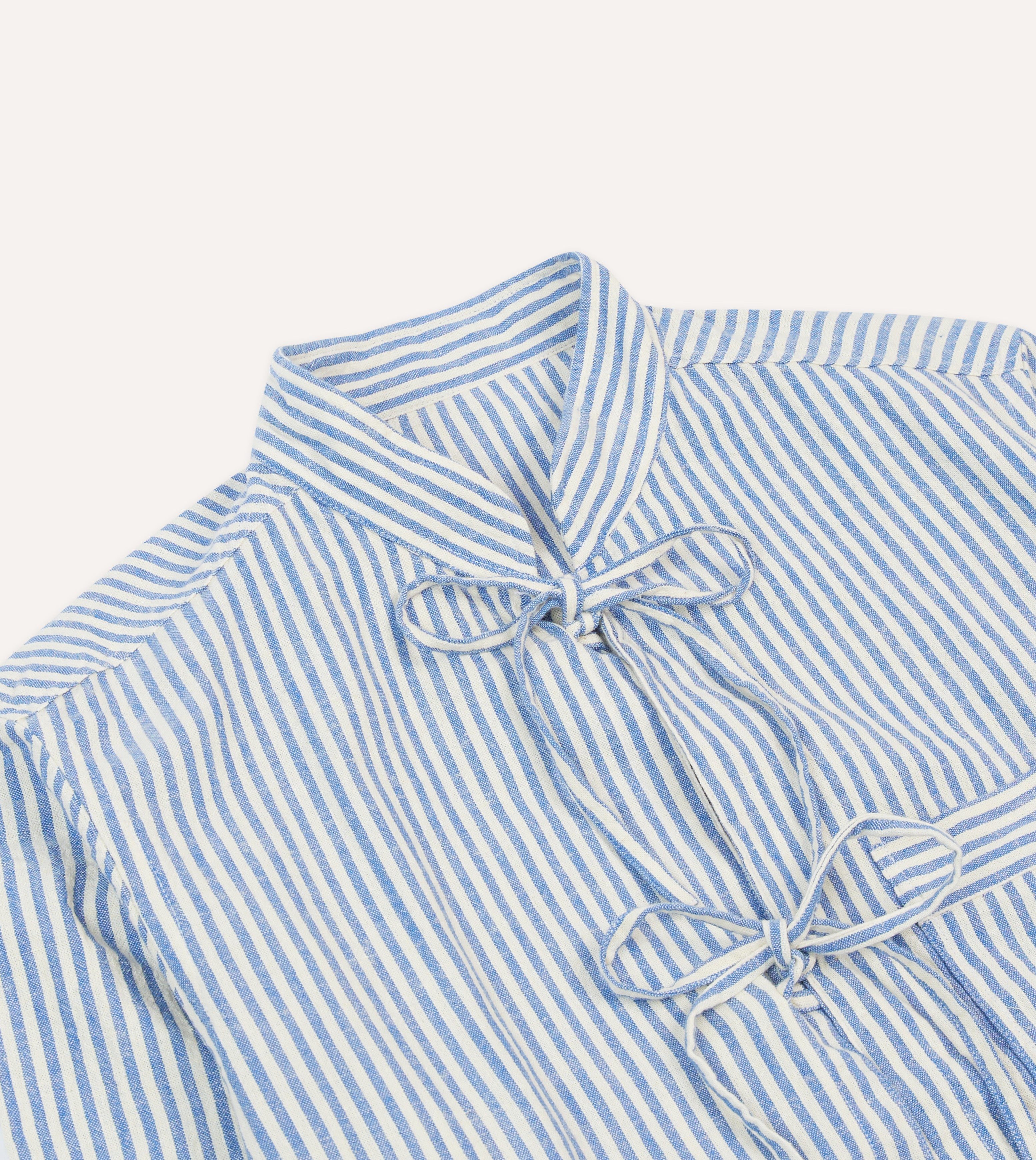 Blue and Ecru Striped Tie-Front Lightweight Overshirt for Women | Casual Spring Layering & Summer Cover-Up
